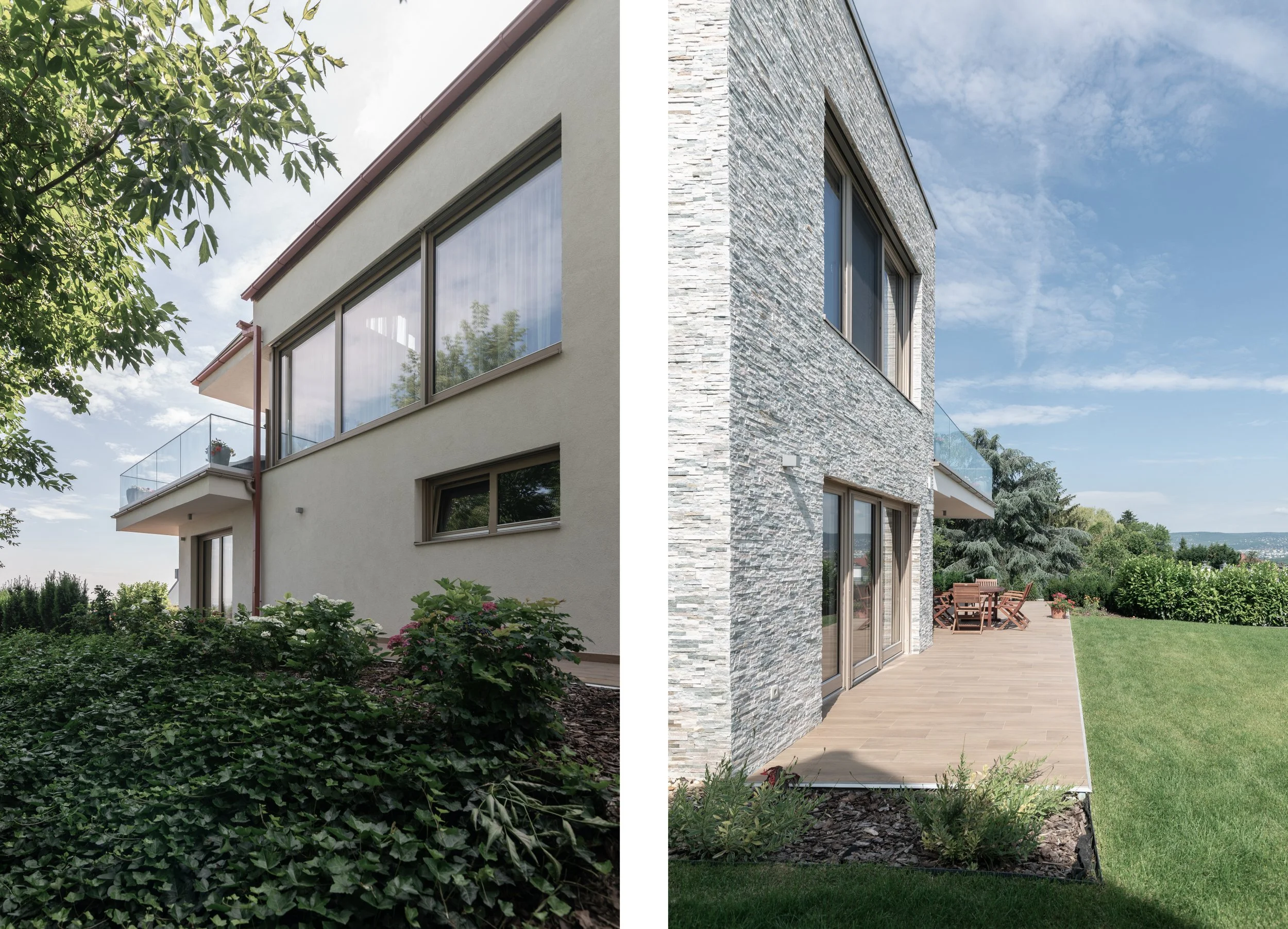 Képek a panorámás családi ház homlokzatairól