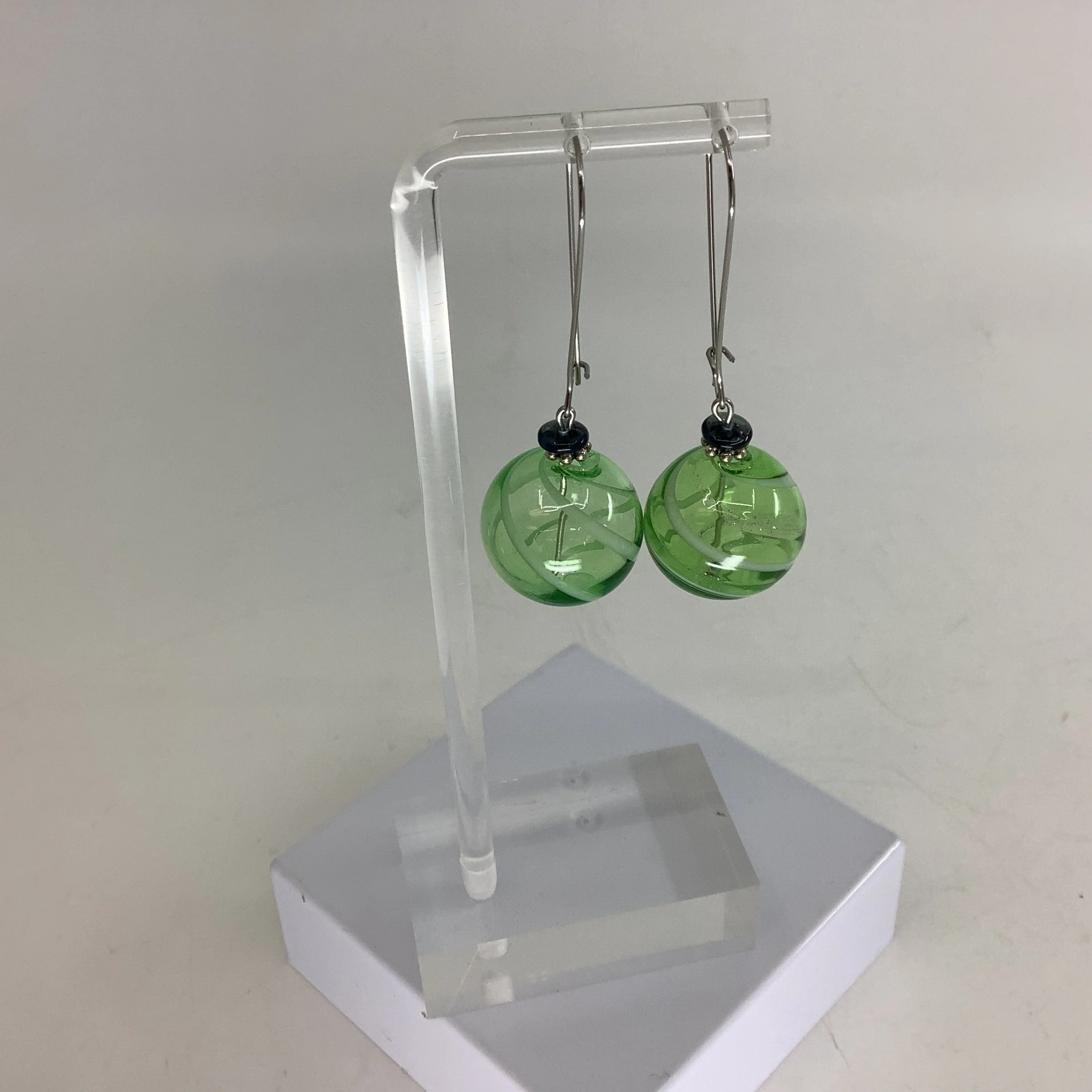 Large Green Glass Earrings