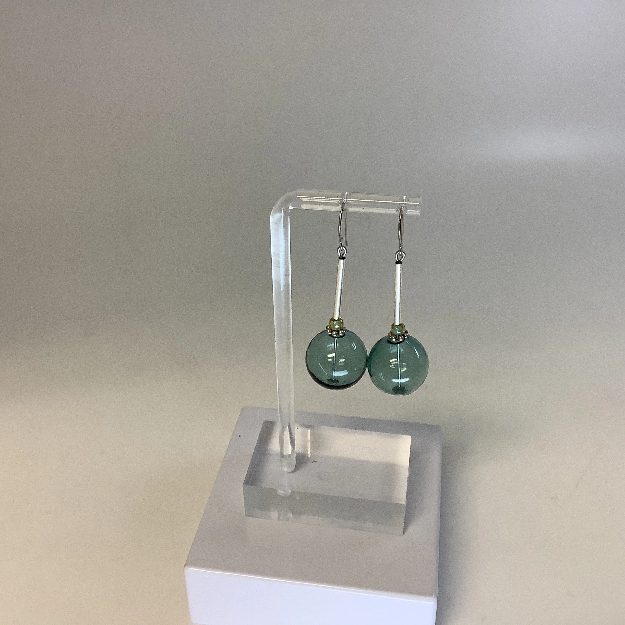 Green Glass Tube Earrings