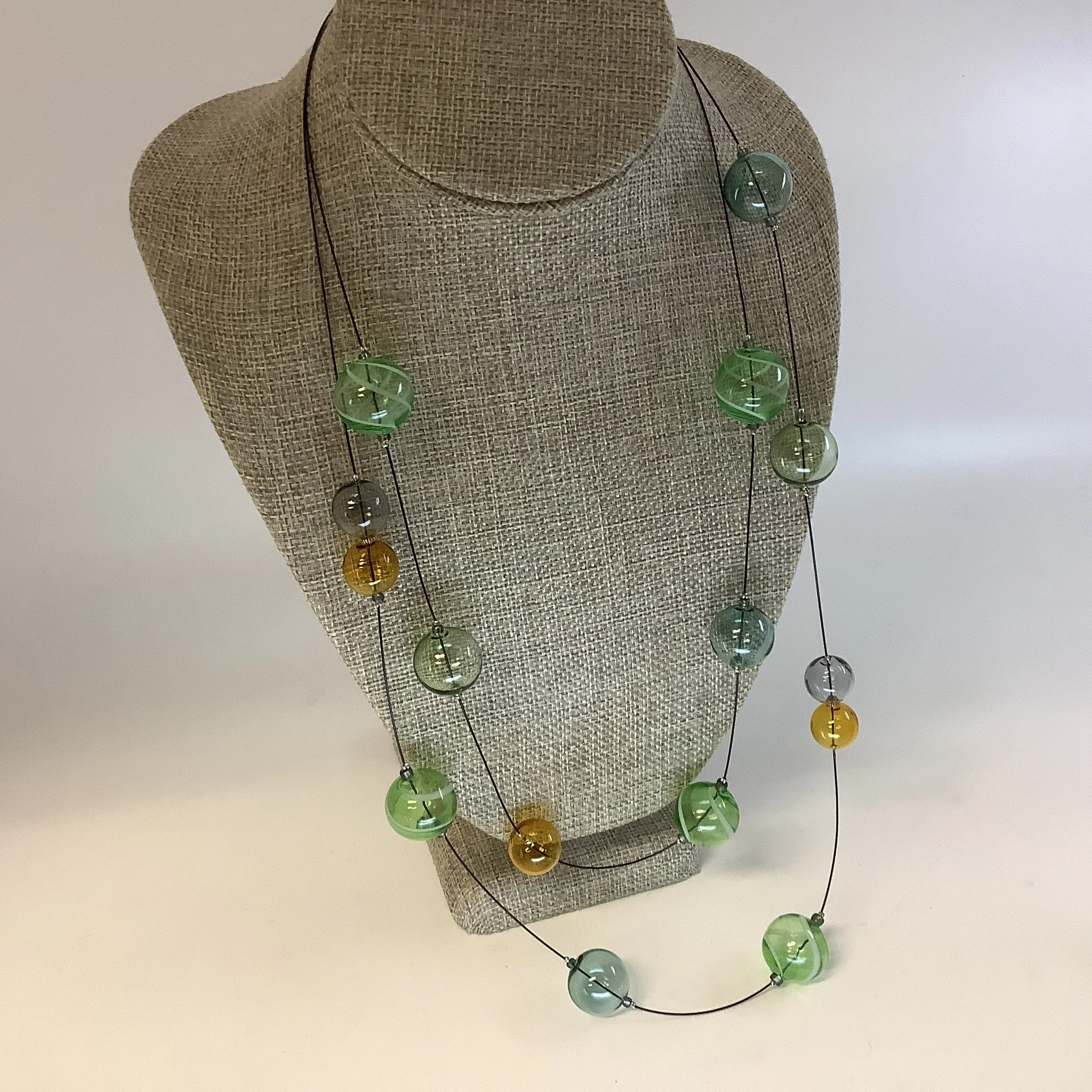 Green 2-Stranded Glass Necklace