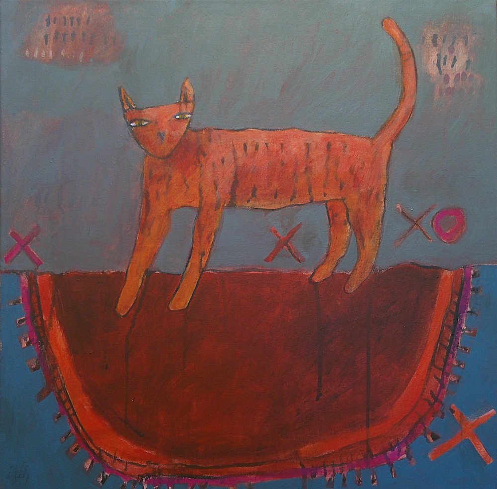Orange Kitty on Red Rug