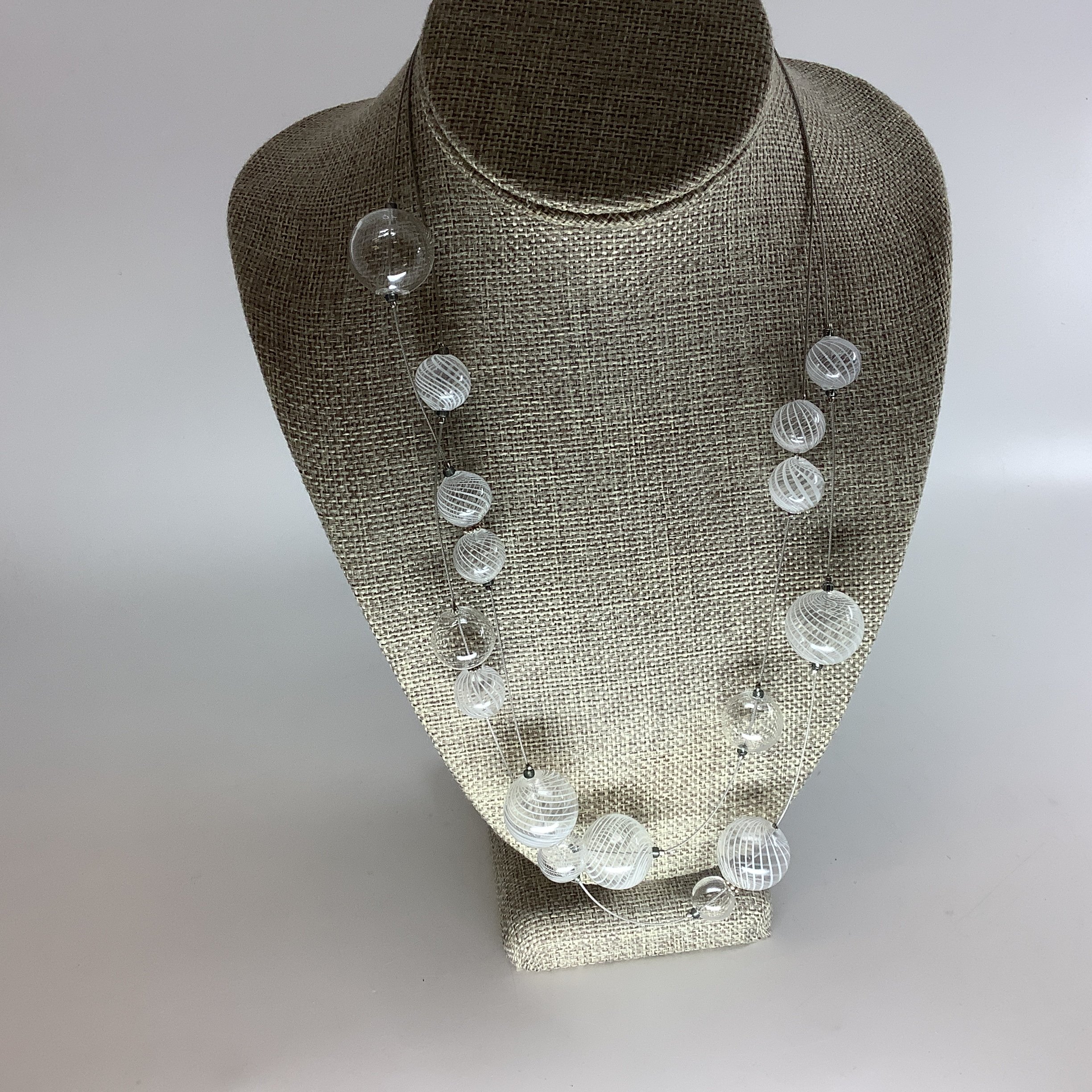 White & Gray & Glass Necklace