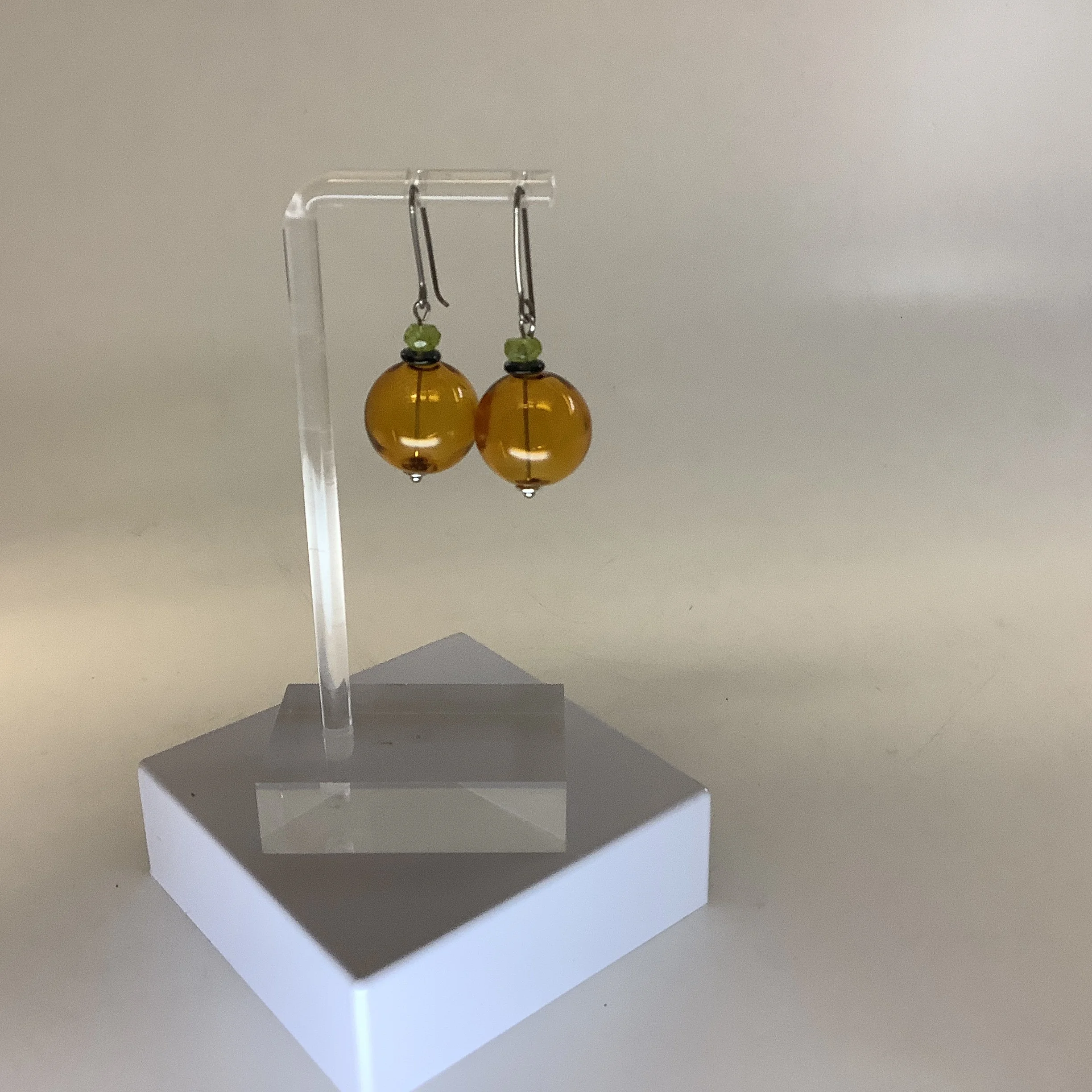 Amber Glass Tube Earrings