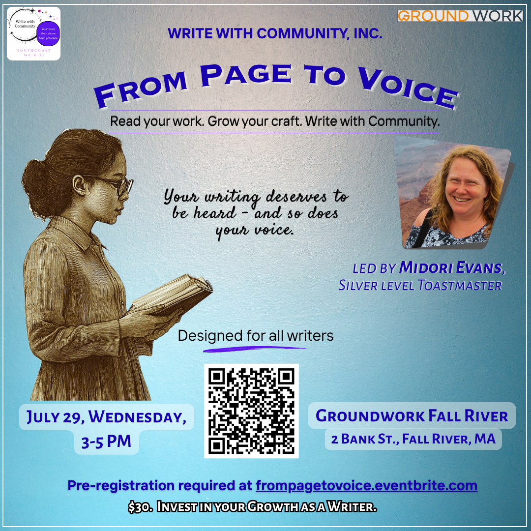 Promotional graphic of From Page to Voice event hosted by With With Community, Inc