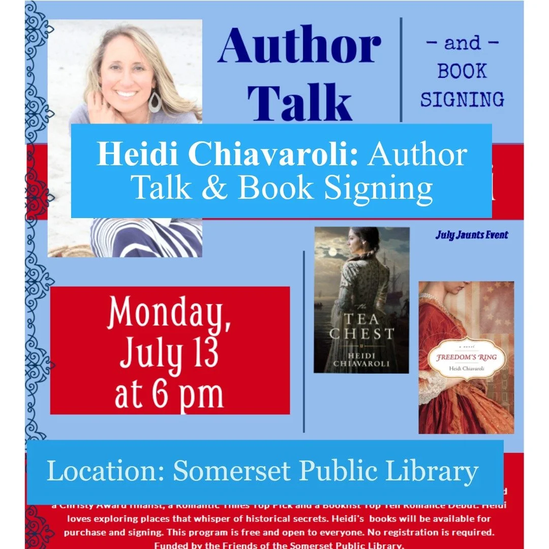 Looking for your next literary adventure? Here are three upcoming events to check out:

📙📘 Heidi Chiavaroli: Author Talk and Book Signing
📌 Somerset Public Library
📆 July 13, 2026 | 6PM

Join bestselling author Heidi Chiavaroli for a discussion o