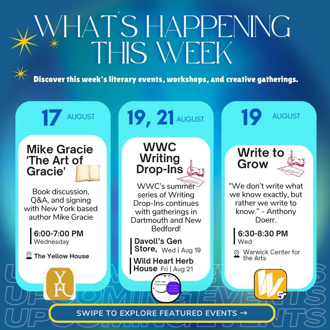 ✨ This Week with Write With Community

📙 Mike Gracie 'The Art of Gracie'
📌 The Yellow House
📆 Aug 17 | 6-7PM

Please join us for a discussion, Q&amp;A, and signing with New York based author Mike Gracie of Gracie("The Art of Gracie&rdquo;).

