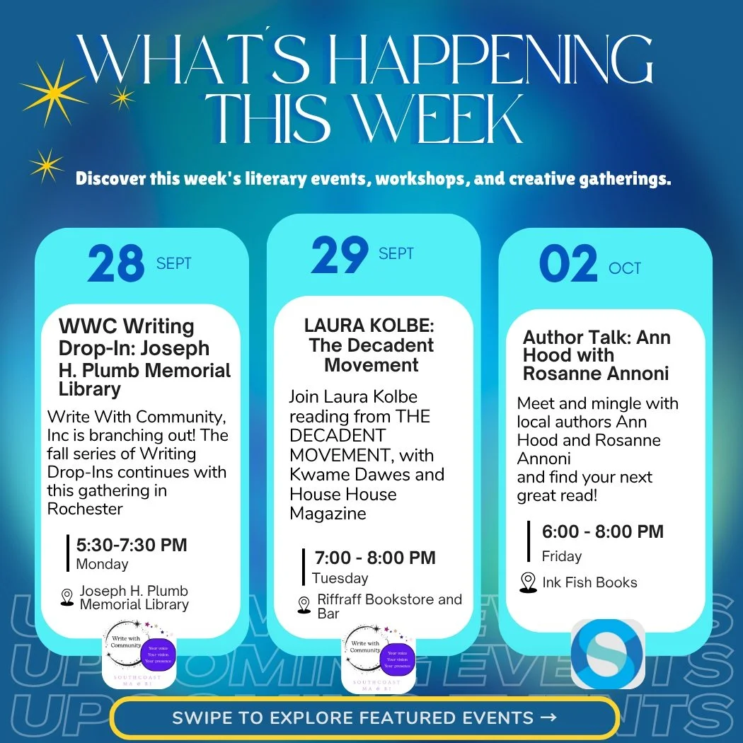 ✨ Three events we&rsquo;re excited to share with you this coming week:

✍ WWC Writing Drop-In: Joseph H. Plumb Memorial Library 
📌 Joseph H. Plumb Memorial Library
📆 Sept 28 | 5:30-7:30pm

Our Fall Writing Drop-In series is heading to Joseph H. Plu