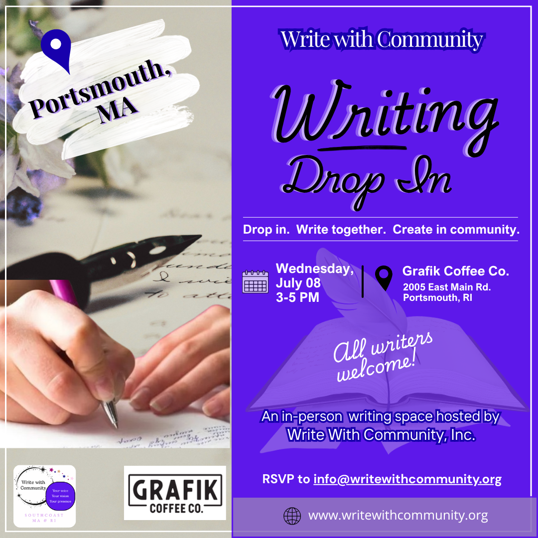 Promotion graphic for Writing Drop In hosted by Write With Community