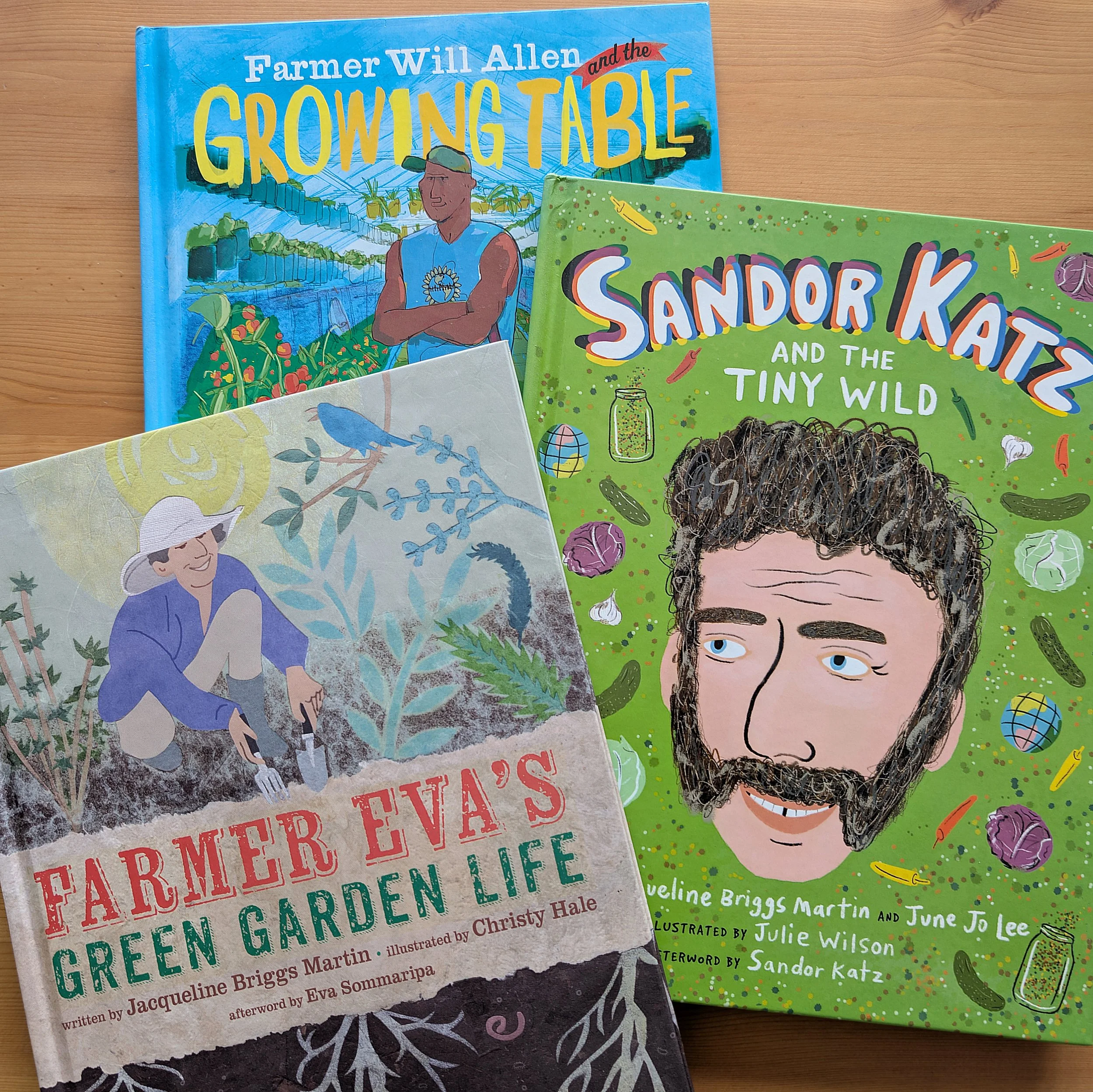 Three illustrated books about gardening and farming