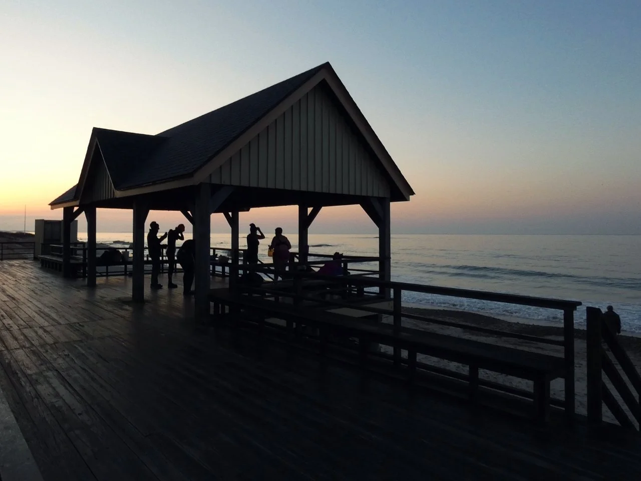 The Mermazons getting dressed to swim at dawn.
