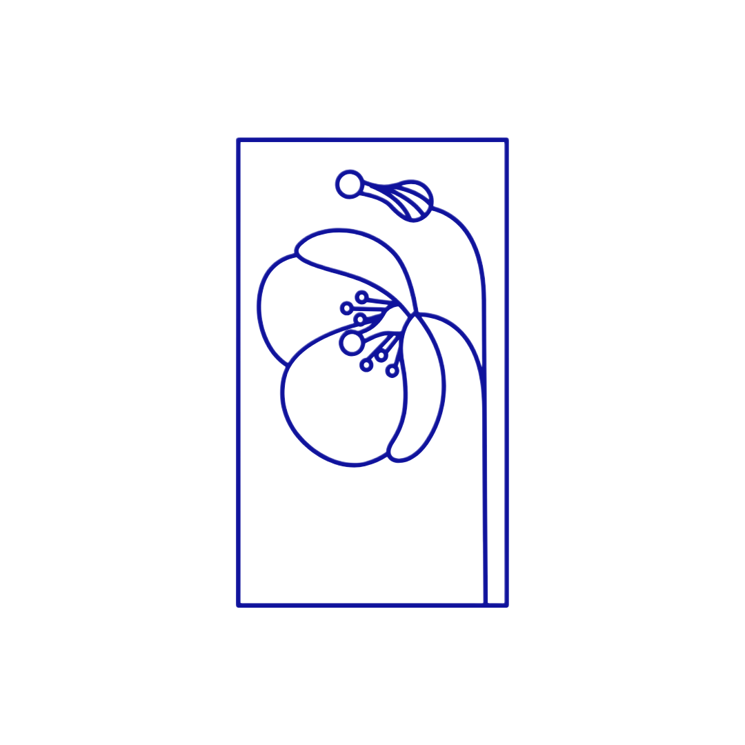 Neon outline of a hibiscus flower on a black background.