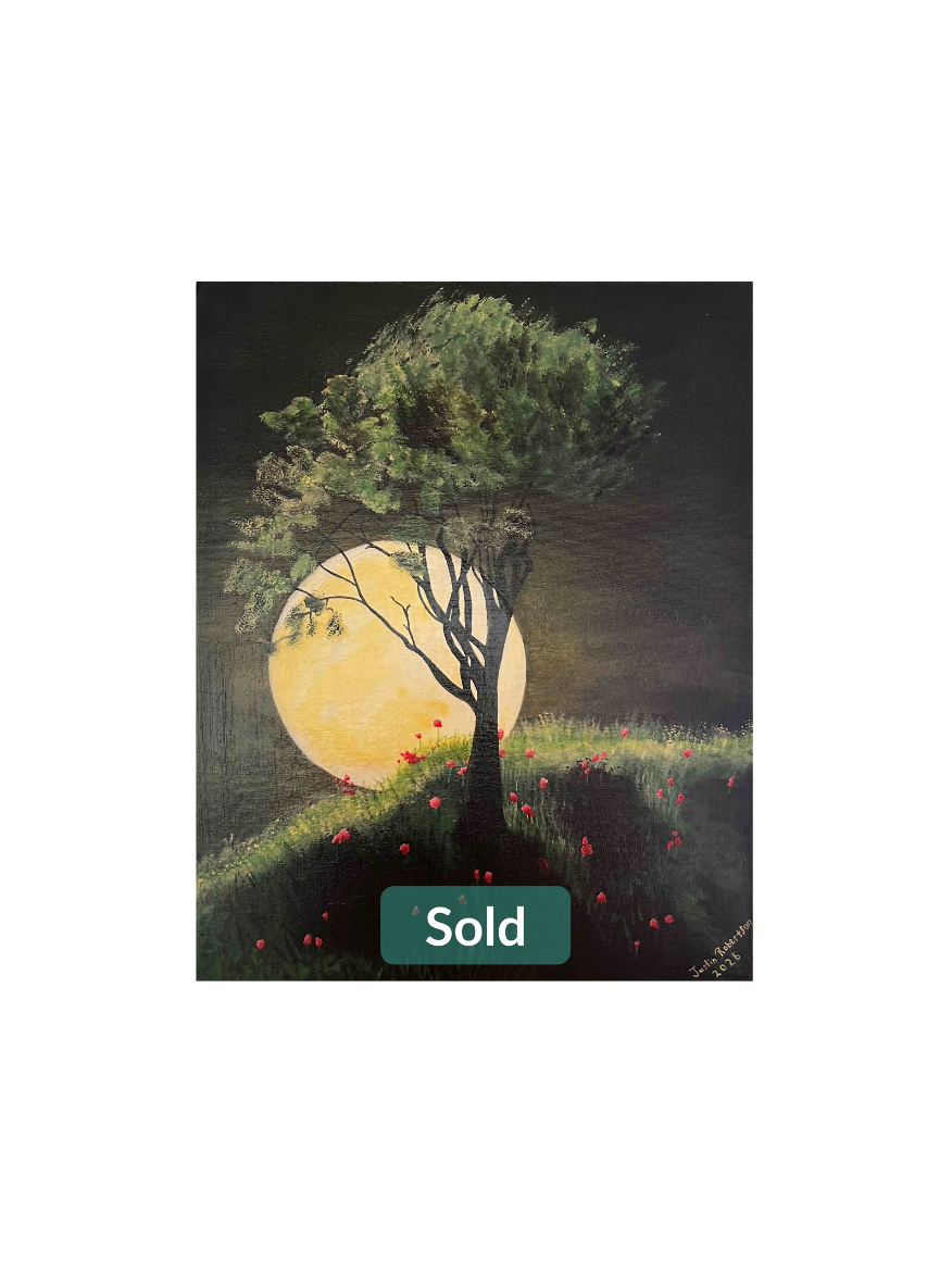 Full Moon Rises by Justin Robertson ORIGINAL PAINTING 16" x 20"