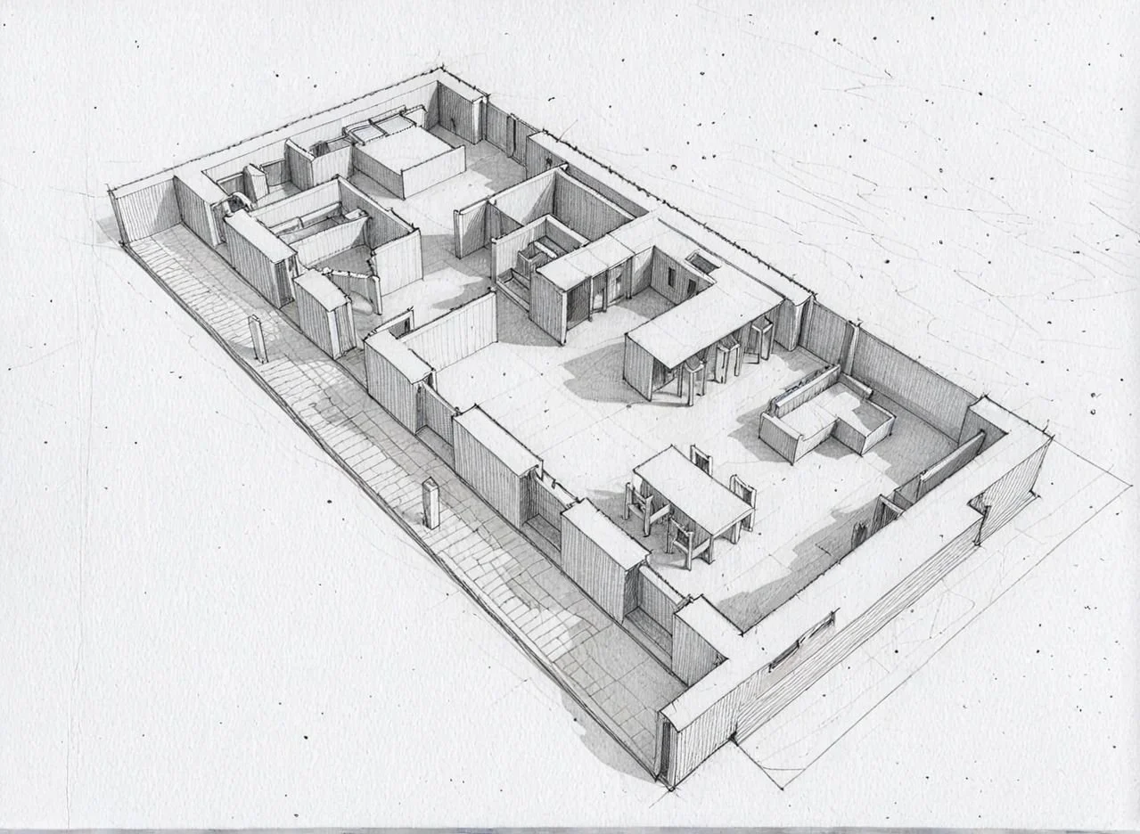 Eco House sketch drawing plan