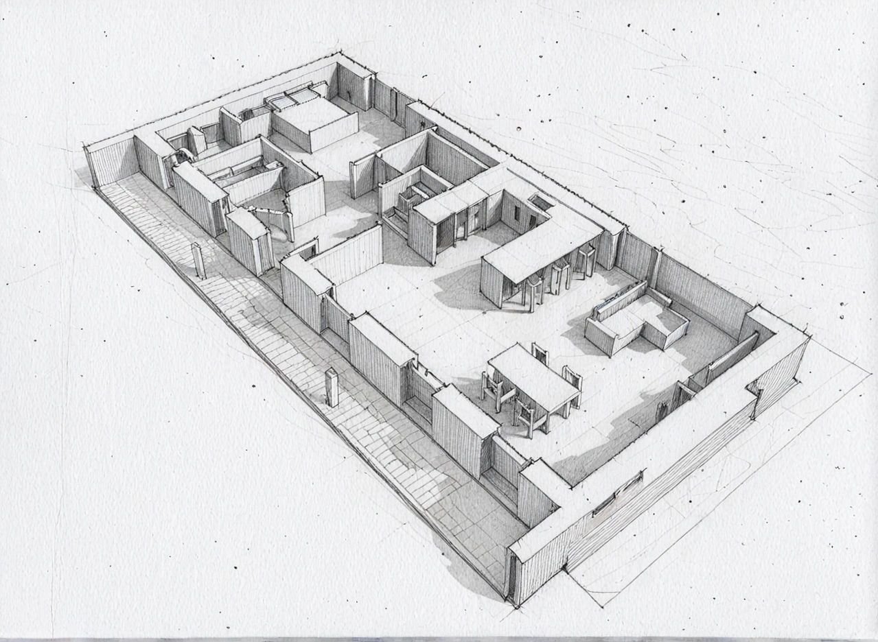 eco house drawn sketch