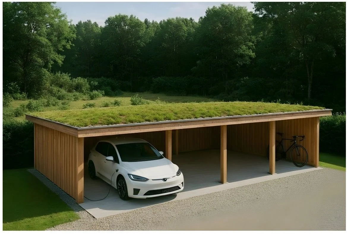 Green roof carport for eco housing development