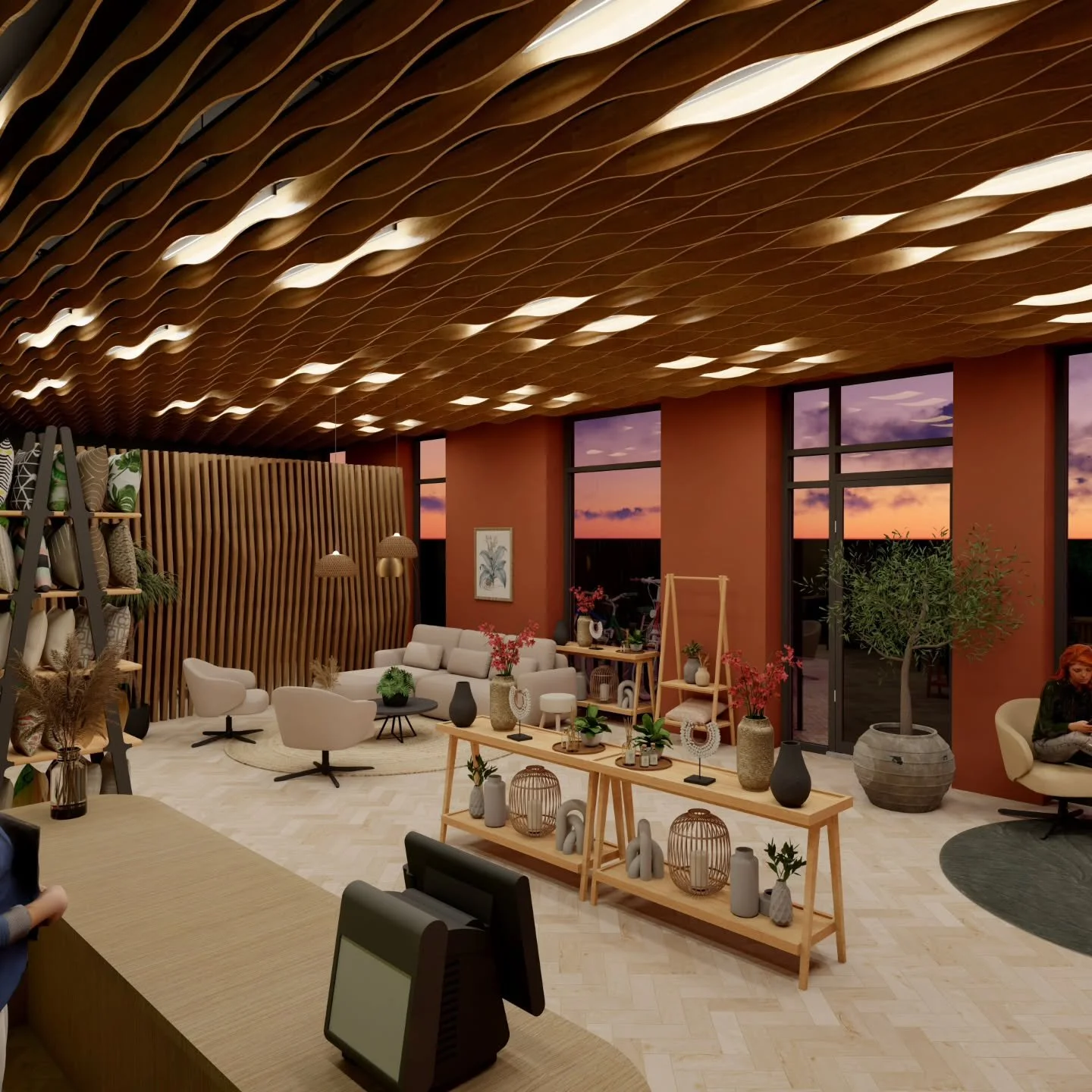 Dit zijn aantal renders van het eindresultaat. 
De winkel is nu volledig aangekleed en zoals ik in gedachten had. Ben er erg blij mee hoe het geworden is.