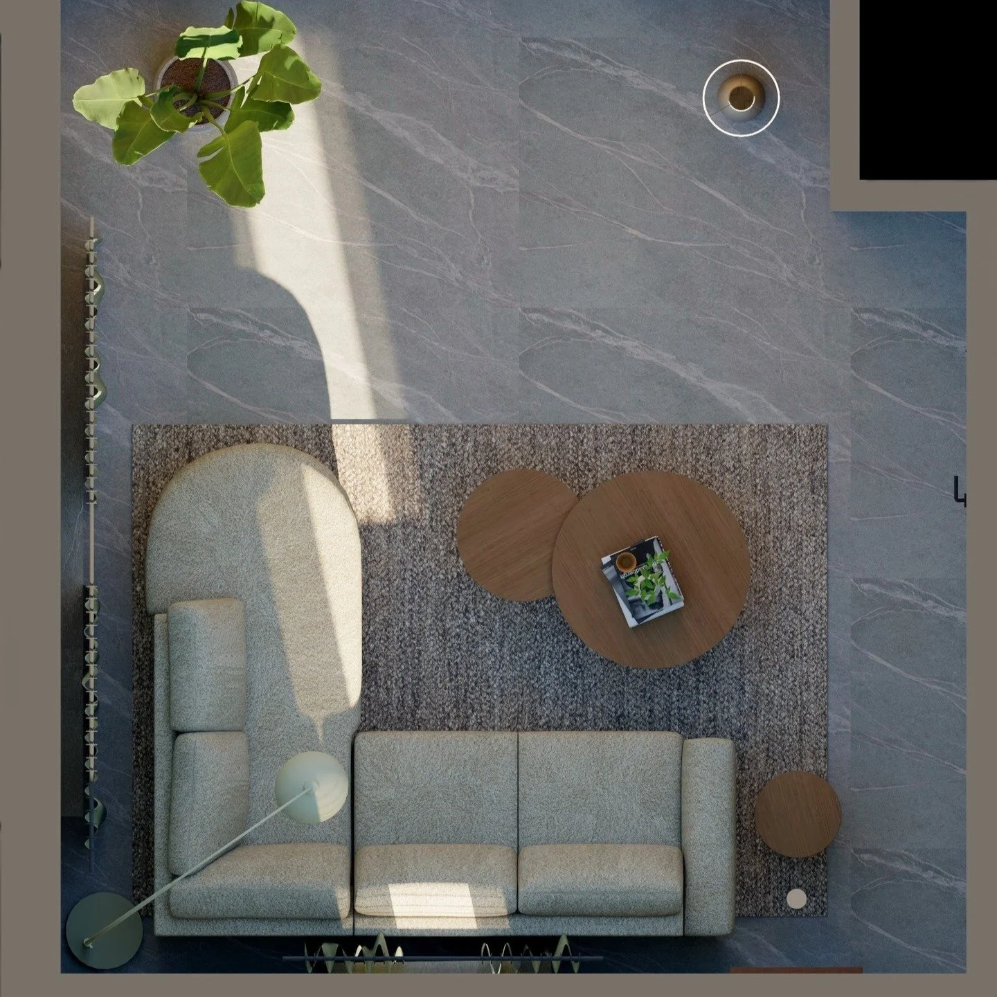 Renderingen van vier nieuwe woonkamer voorstellen.