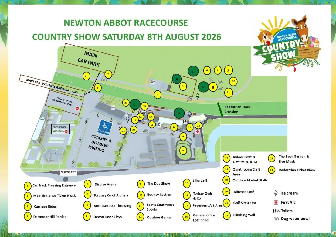 🎉 JUST DAYS TO GO! 🎉

There's lots lined up for our Newton Abbot Country Show this Saturday, and we can't wait to welcome you! 🌞

We've put together a little more information to help you plan your day, including the showground map and full enterta
