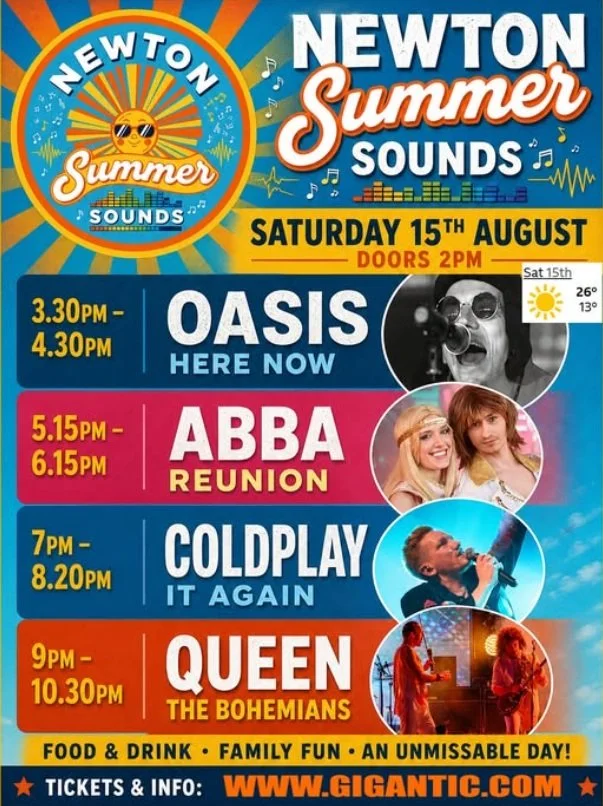 😍It's time to get EXCITED!!! 😍 less than 2 weeks to go 

The weather is going to be🌞 FANTASTIC. 

Get your mates sorted and join us for the FIRST Newton Summer Sounds . 
We have 4 for the UK's best Tributes
LIVE on our Main stage to get you up and