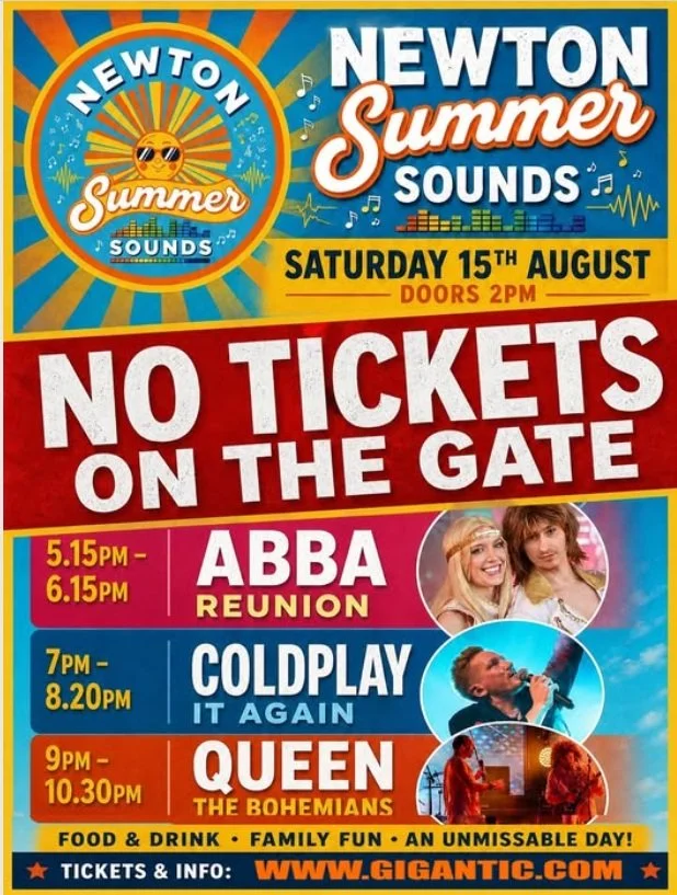 Just a reminder - there will be NO tickets issued on the gate for Newton Summer Sounds. 

We are almost at capacity so if you want to come to the first Newton Summer Sounds event then head over to the website to secure your tickets!