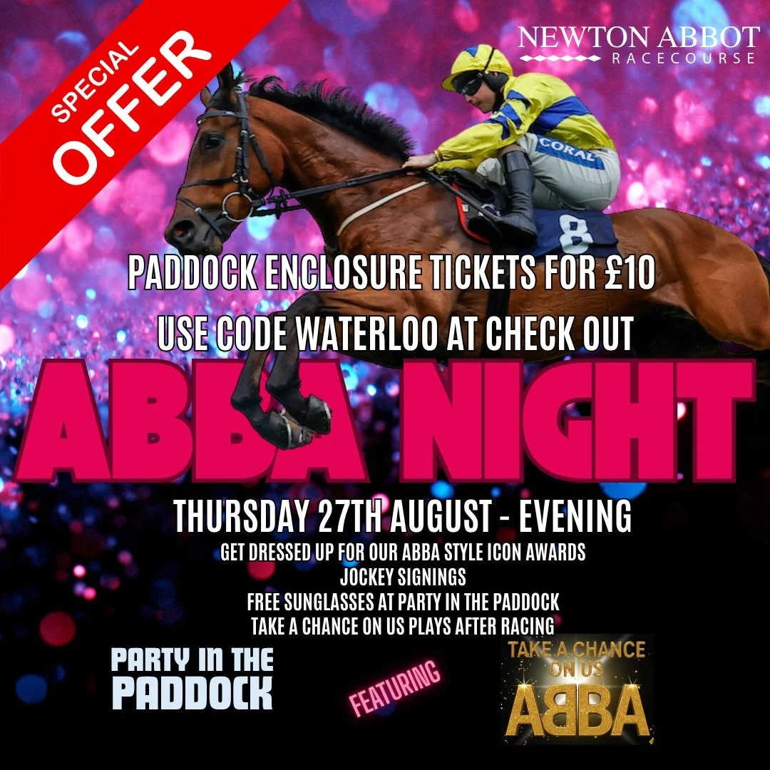 🪩 MAMMA MIA&hellip; JUST &pound;10?! 🪩
THIS THURSDAY. ONE NIGHT ONLY. 🏇💃

We're giving you the chance to grab the popular Paddock Enclosure tickets for just &pound;10 for our ABBA Themed Evening! 🎤✨

Use code WATERLOO at checkout to unlock this 