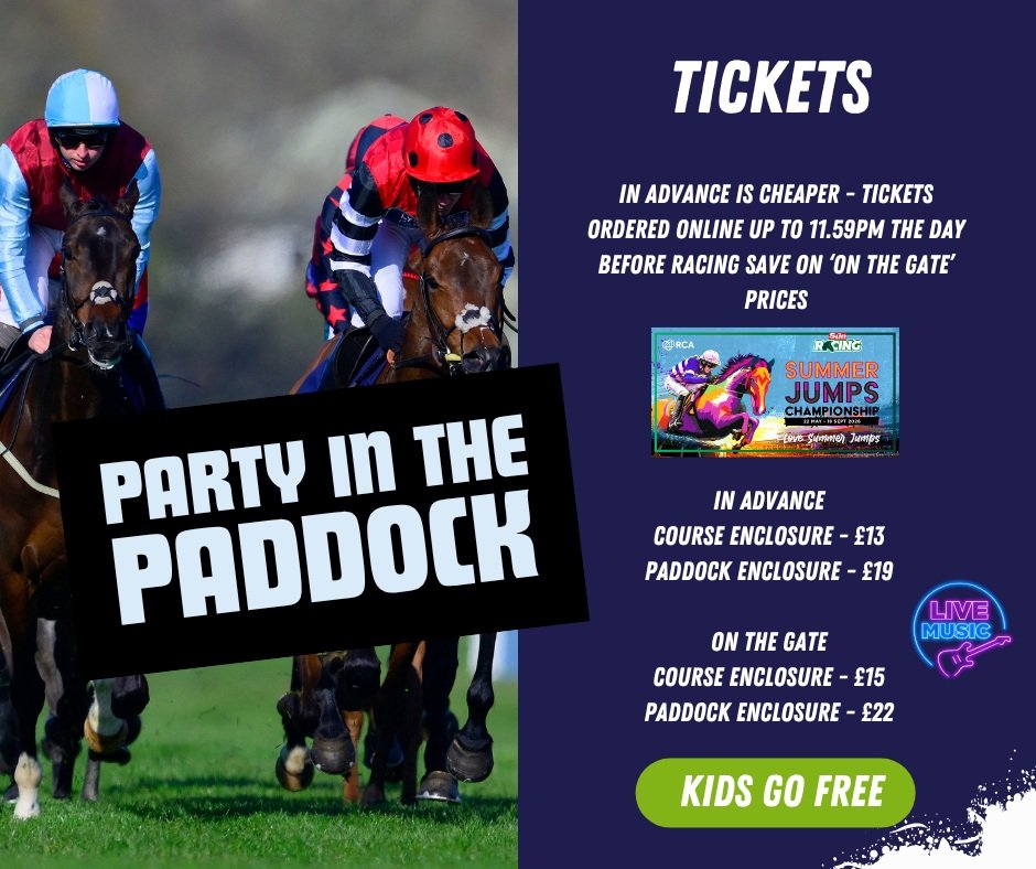 🏇 RACING TOMORROW!

Planning on joining us for the Summer Jump Championship Finale? Here&rsquo;s everything you need to know to make the most of your visit. 👇

📆Friday 18th September.
⏰Gates Open 12.02pm. First Race 2.02pm. Last Race 5.30pm.
🎤Liv