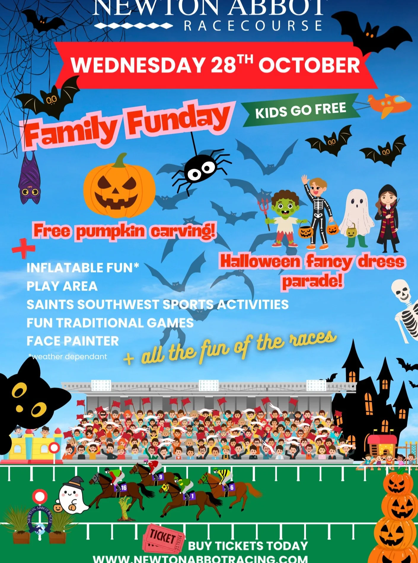 🎃 Calling all little witches, wizards, ghosts and ghouls! 👻

Get your spookiest, silliest or most creative Halloween costumes ready for our Halloween Fancy Dress Parade at our Family Fun Day on Wednesday 28th October!

🧙&zwj;♀️ Dress to impress (o