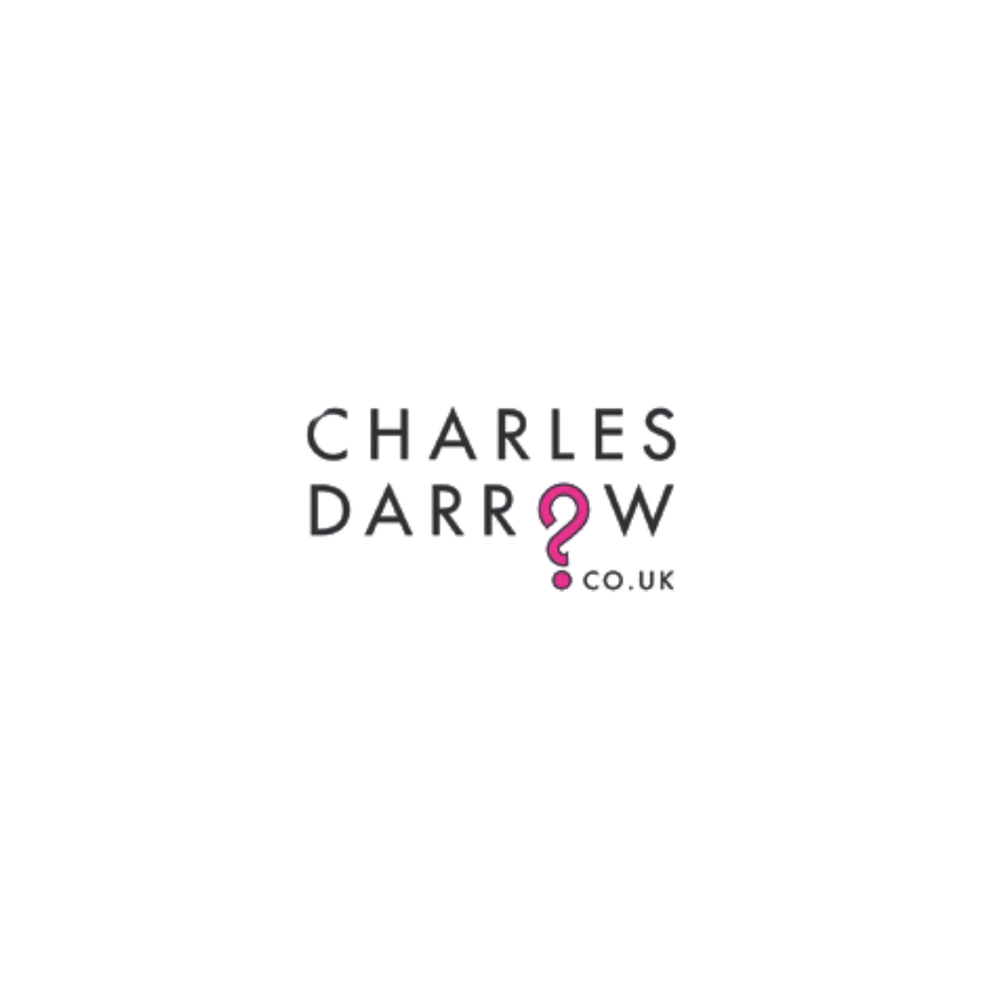 Charles Darrow EV charging logo with black text, pink question mark, and pink text 'EV Charging co.uk'