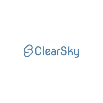ClearSky logo with a stylized cloud icon and the company name in blue text.
