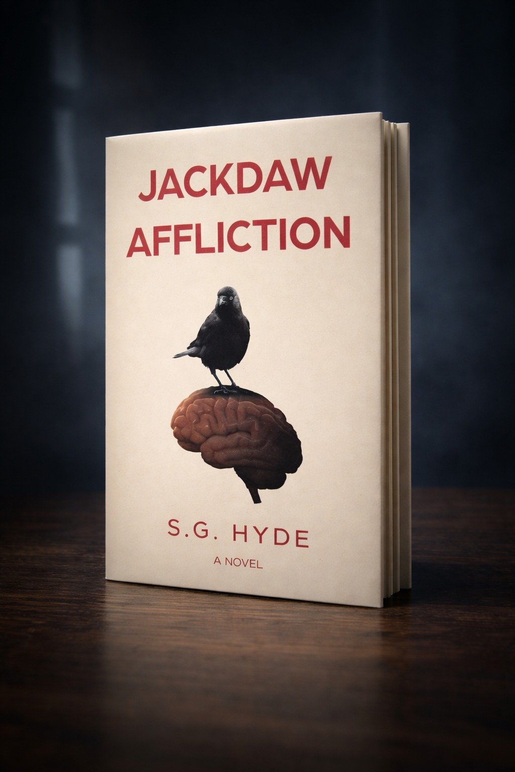 the book on a moody background