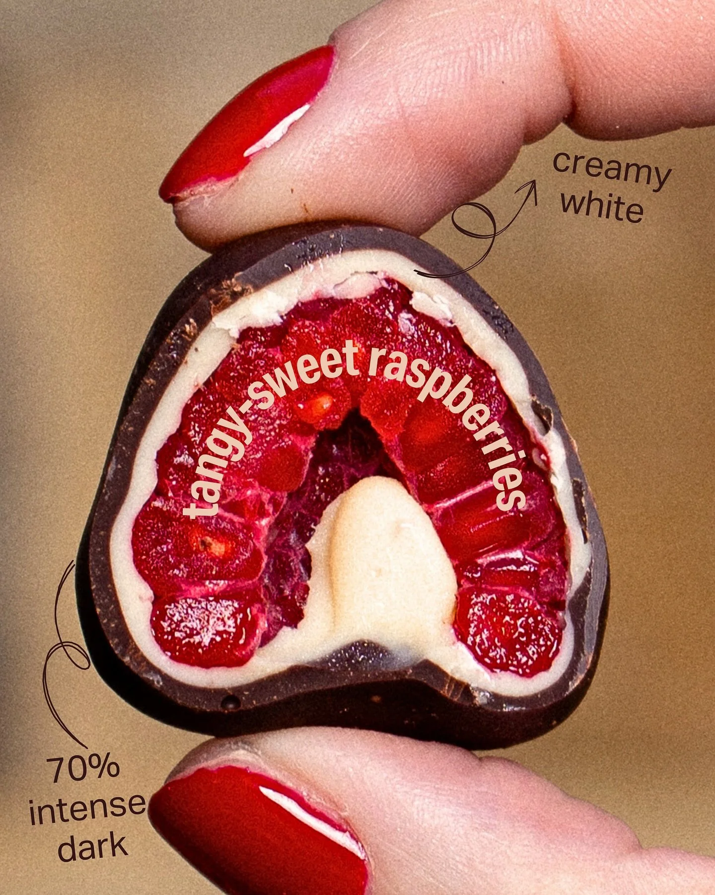 The quiet star of this product? The white Belgian chocolate ~ bringing a gentle creaminess to balance out the tangy-sweet British raspberry with the intense 70% dark Belgian chocolate ✨🇬🇧