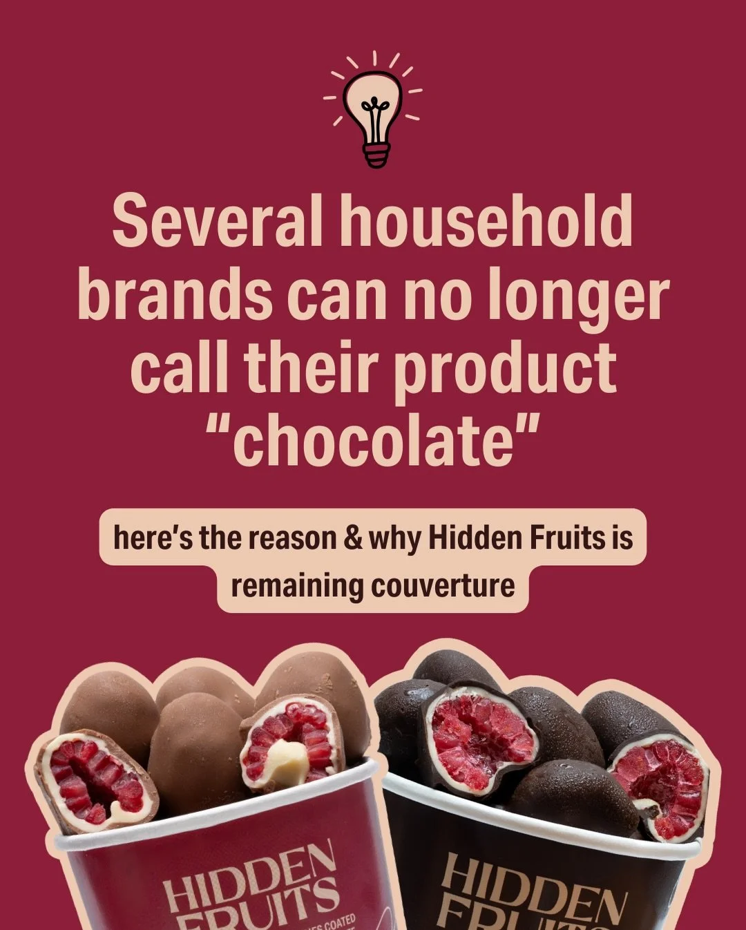 You might have seen the headlines&hellip; several household-name bars can no longer legally call their products &ldquo;chocolate&rdquo;

UK legislation requires:
🍫 Milk chocolate - minimum 20% cocoa solids + 20% milk solids
🍫Dark chocolate - minimu