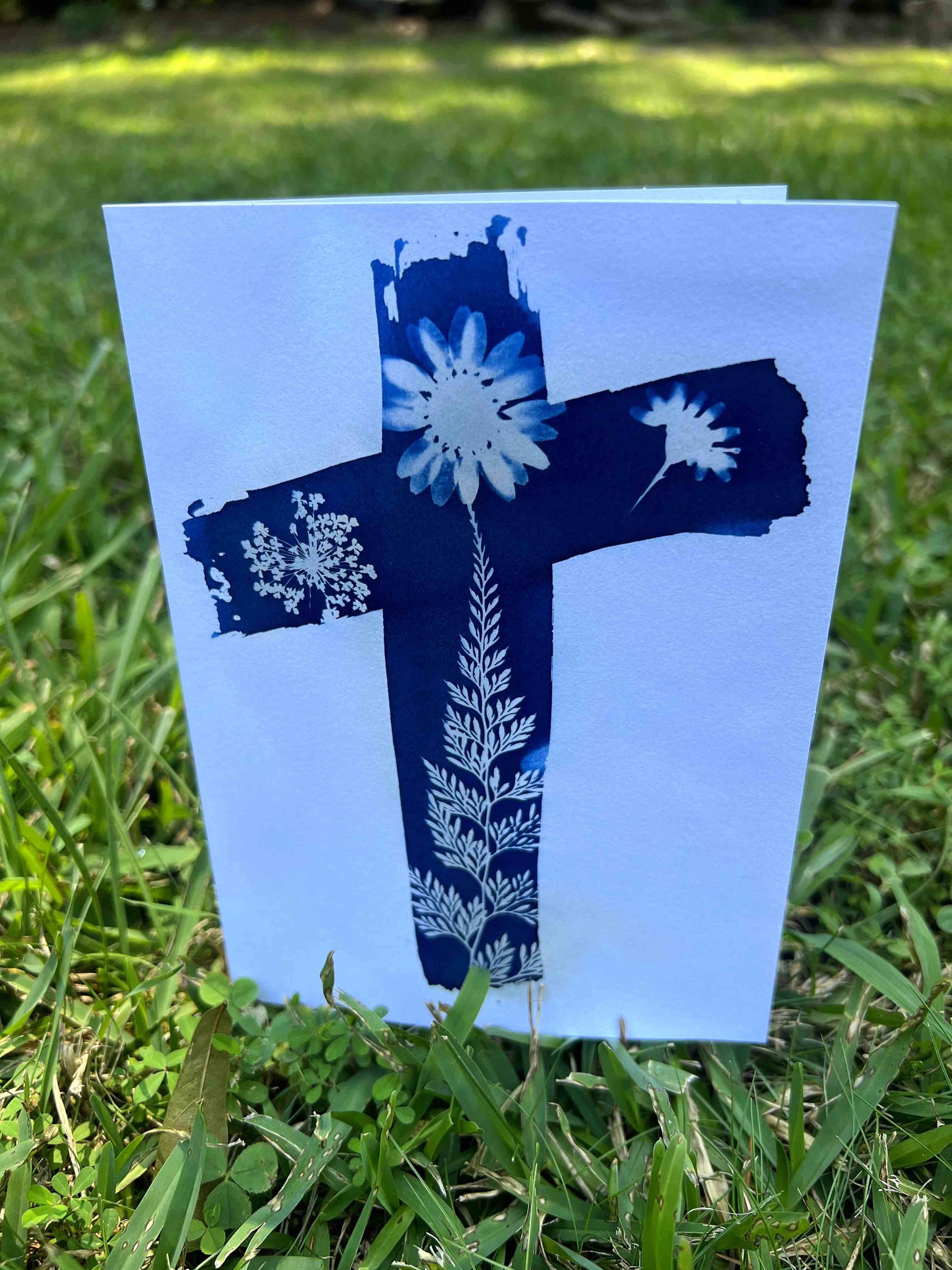 Botanical cross cyanotype stationary