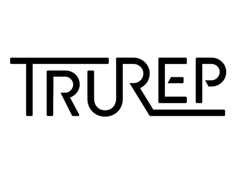 Stylized neon sign spelling 'TRU REEP' in white on a black background.