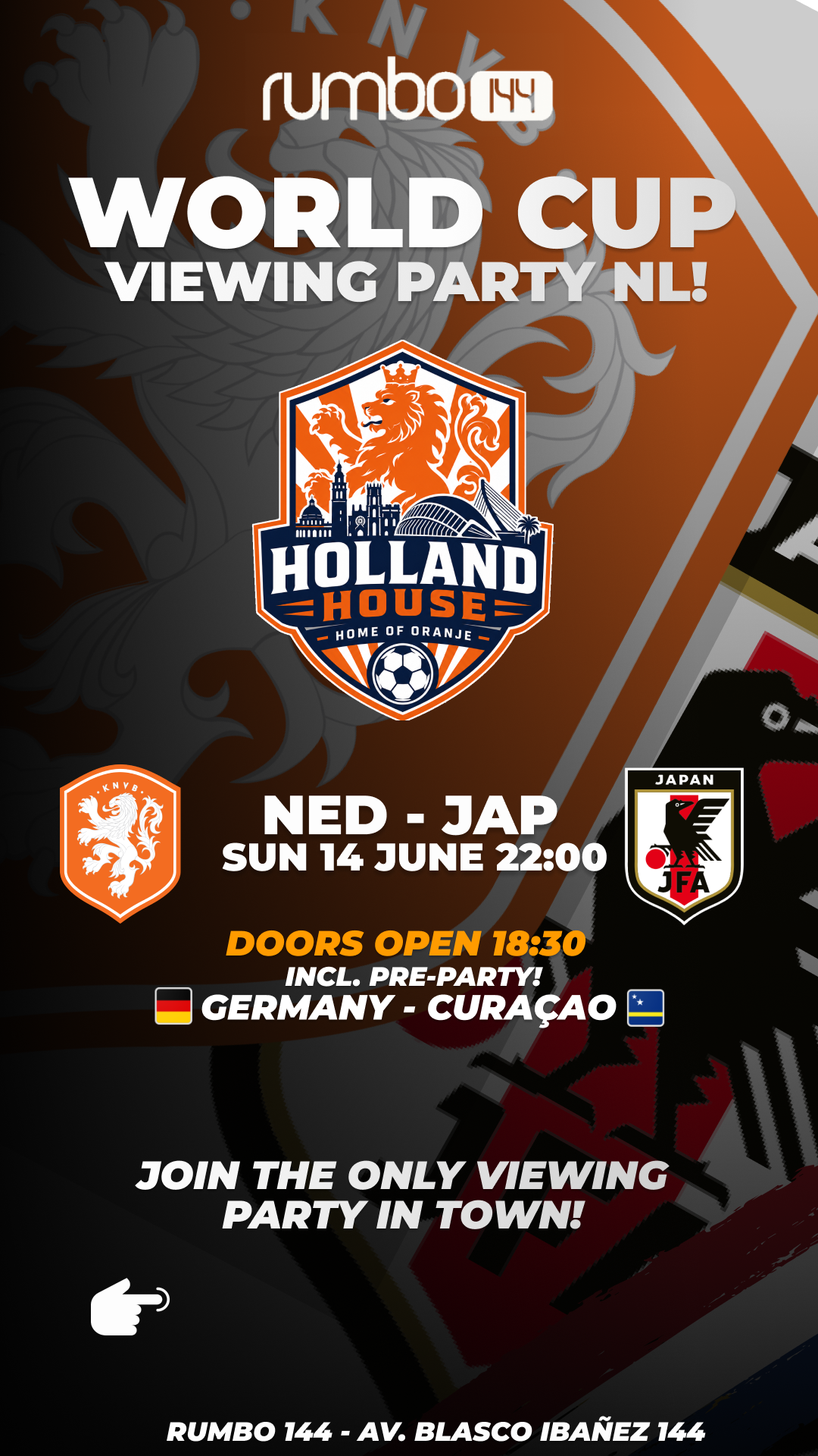 Rumbo 144 - Sunday  14/06 World Cup - Netherlands vs Japon