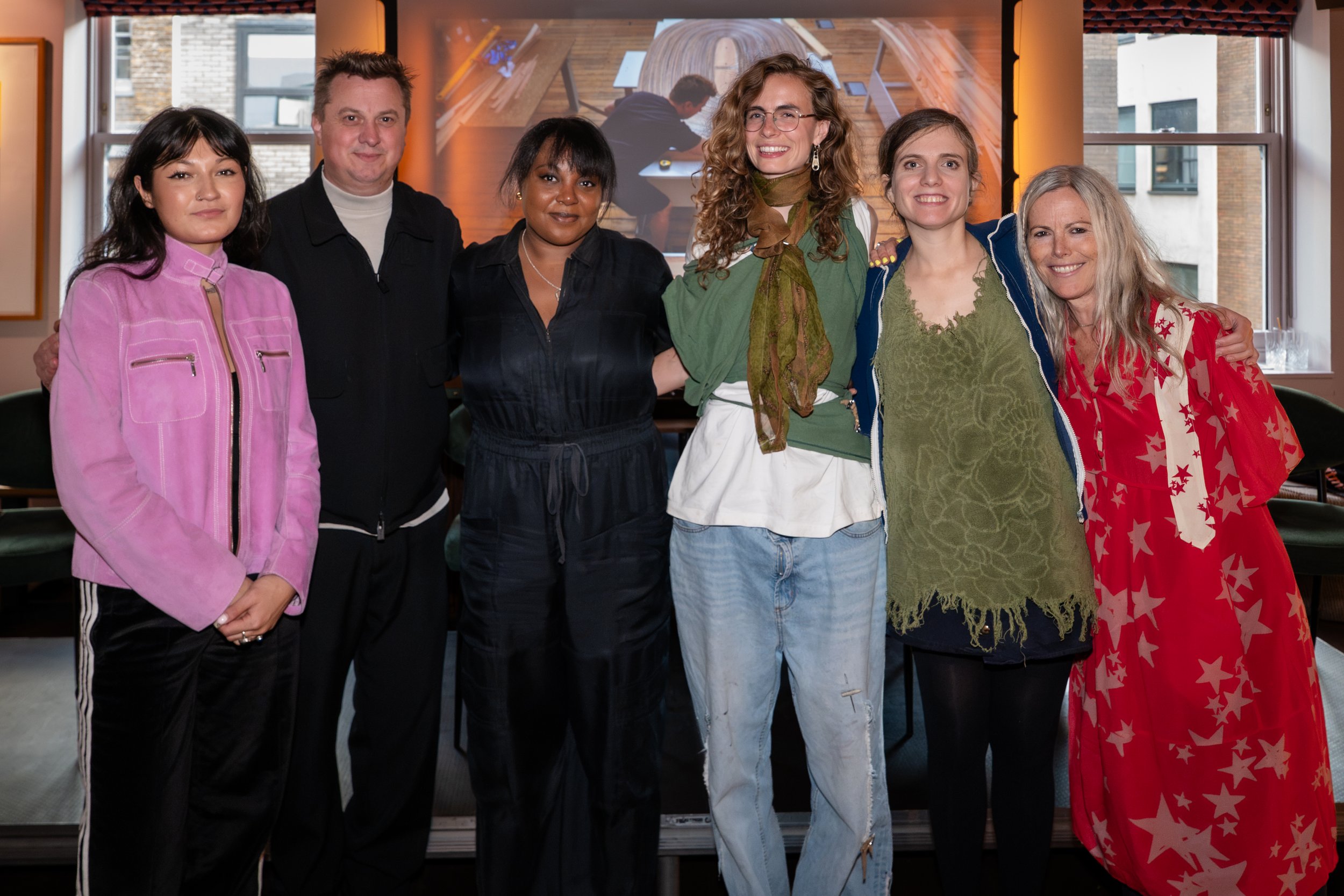 Cassie Quinn, Brodie Neill, Yasmin Jones-Henry, Katy Mason, Bella Gonshorovitz, Ella Doran at The Groucho Club x LDF-Soho panel - photographed by Louie-Joe Findlater, 2026