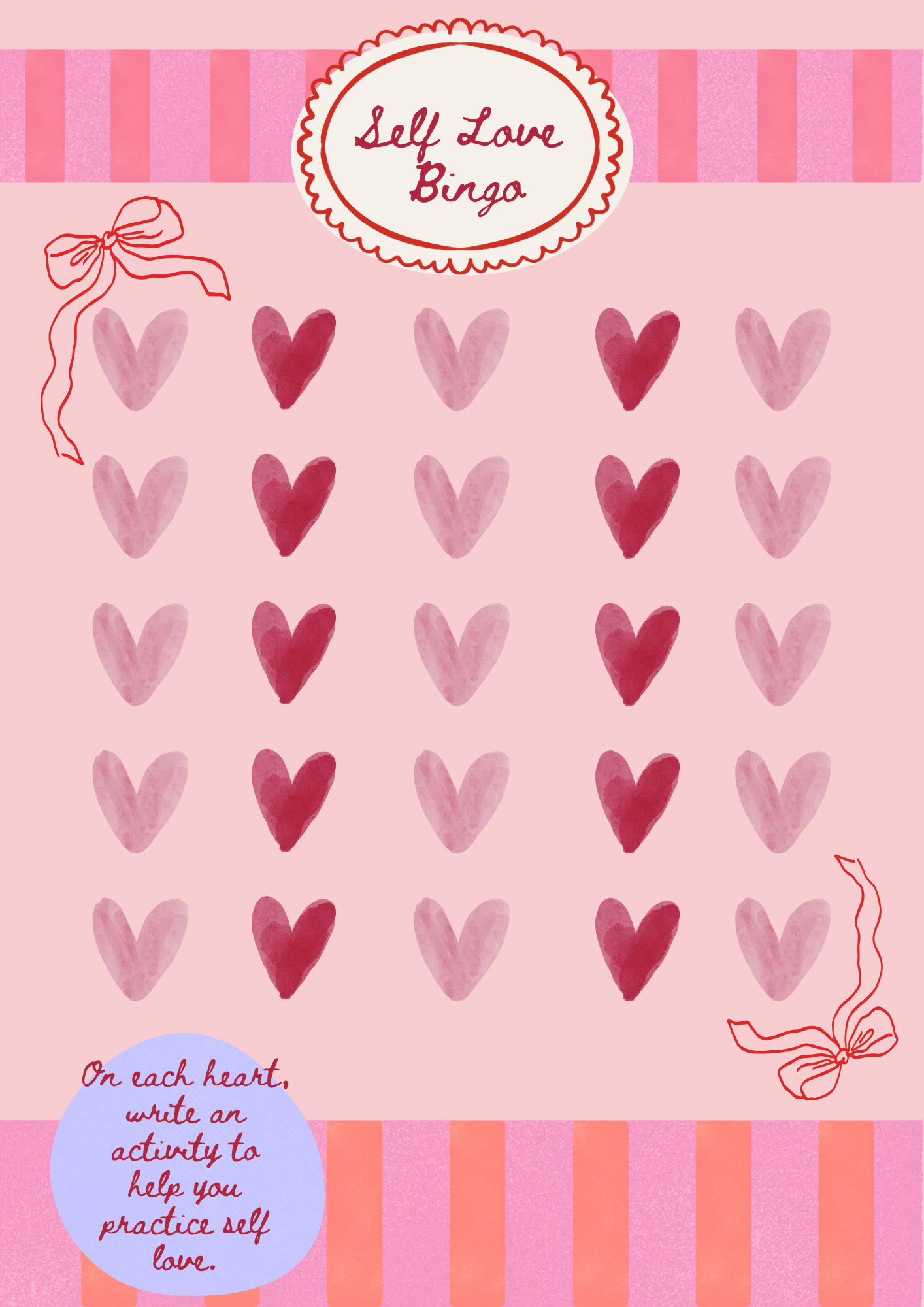 Self-Love Bingo: A Reflective Worksheet for Building Daily Self-Care Habits