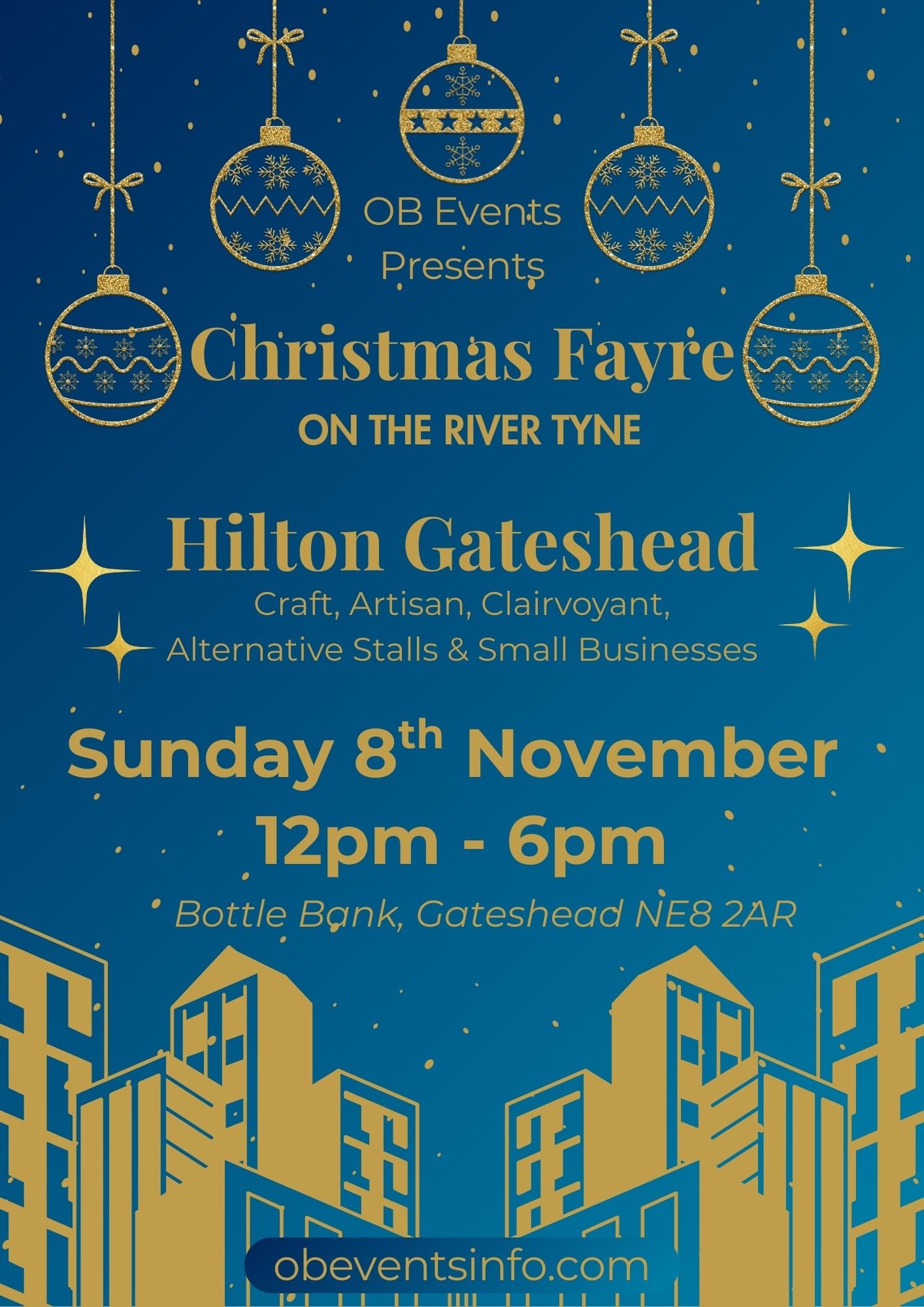 OB Events - Christmas Hilton Hotel Gateshead Event November 2026. Craft & Artisan Stalls, Clairvoyants,  Alternative Stalls, Food & Drinks