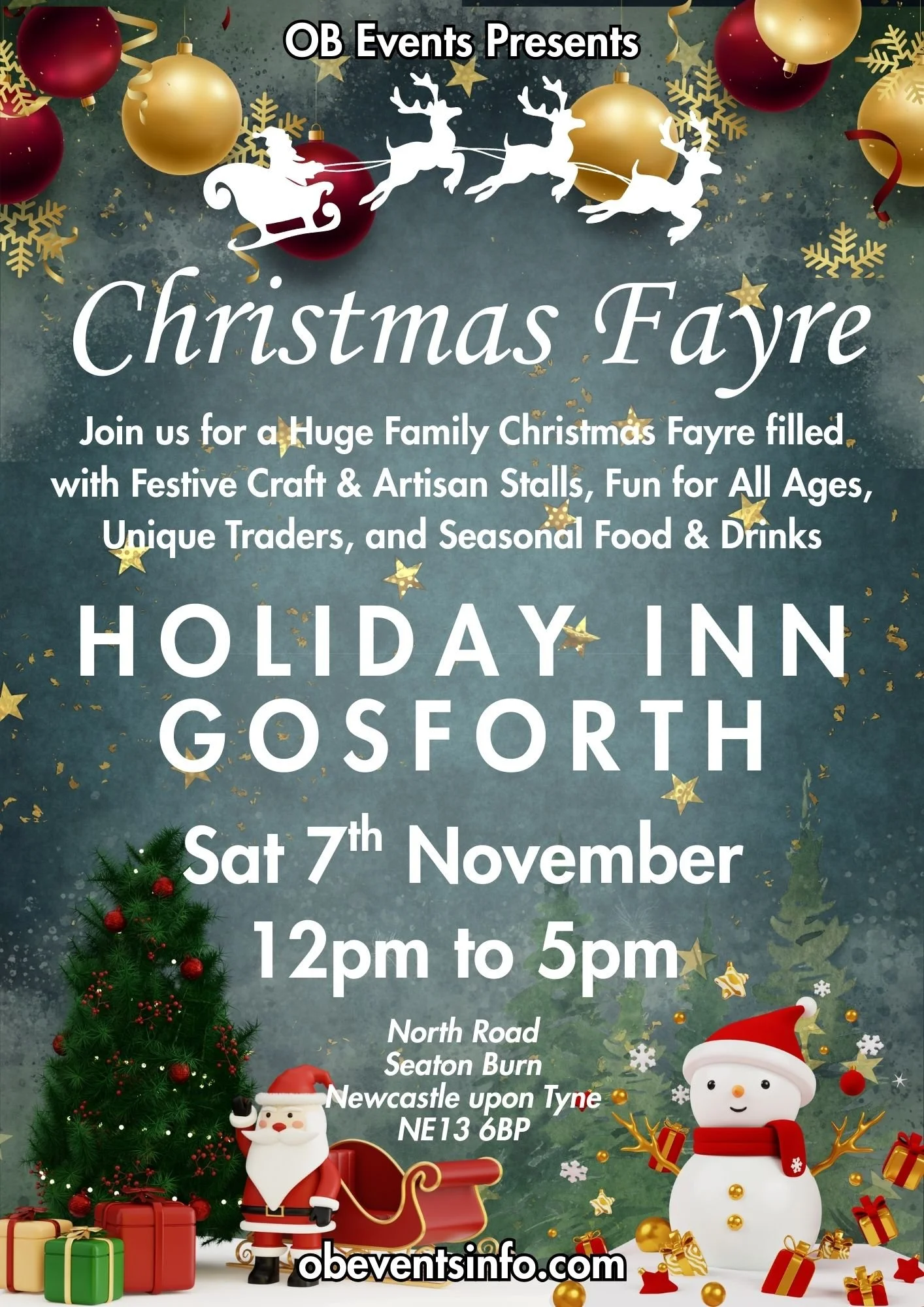 OB Events - Christmas Holiday Inn Gosforth Event November 2026. Craft & Artisan Stalls, Clairvoyants,  Alternative Stalls, Food & Drinks