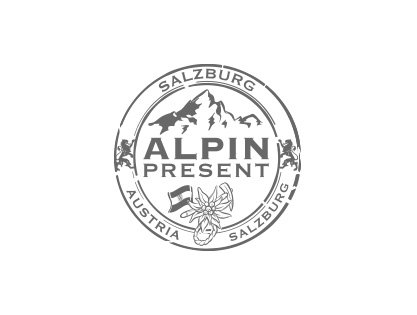 Logo mit Berg, Salzburger Hütten, Alpenpflanze und Text