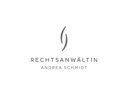 Logo einer Anwältin namens Andrea Schmidt mit einer stilisierten Feder- oder Schriftzug-Darstellung
