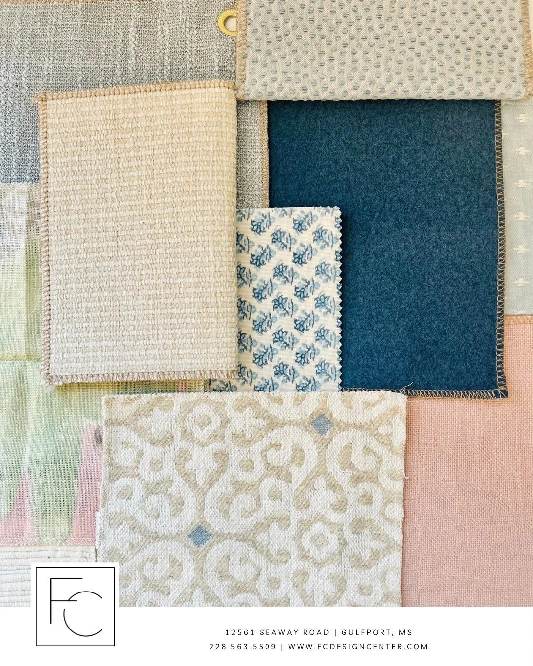 From soft neutrals and woven textures to bold patterns and rich hues, this curated palette brings together everything we love about thoughtful, layered design. 💕🧵

At FC Design Center, we help you bring it all together &mdash; fabric, flooring, wal