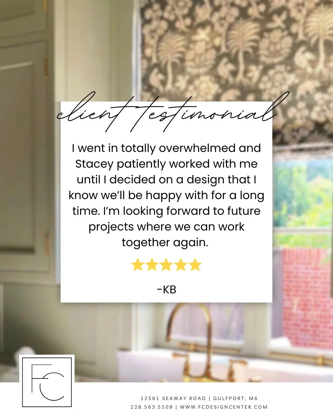 Client feedback we love to hear ✨

Helping our clients feel confident throughout the design process is what we strive for every day.

Thinking about a remodel or refresh? Let&rsquo;s talk.
📍Stop by the showroom to get started.

12561 Seaway Road
Gul