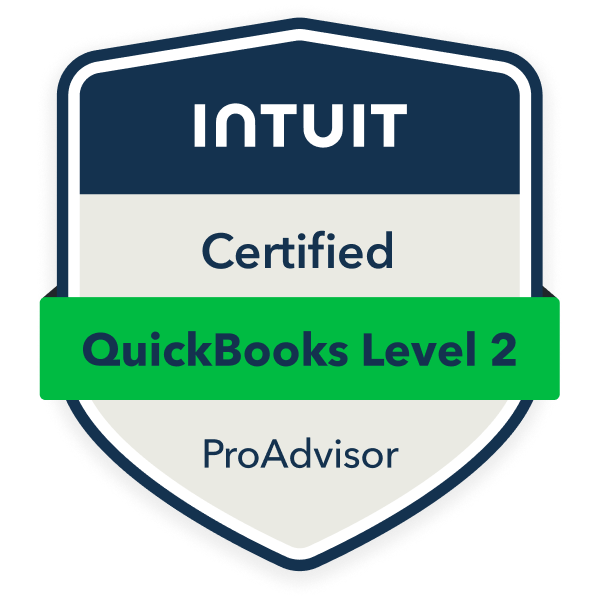 Intuit Certified QuickBooks Online Level 2 ProAdvisor badge