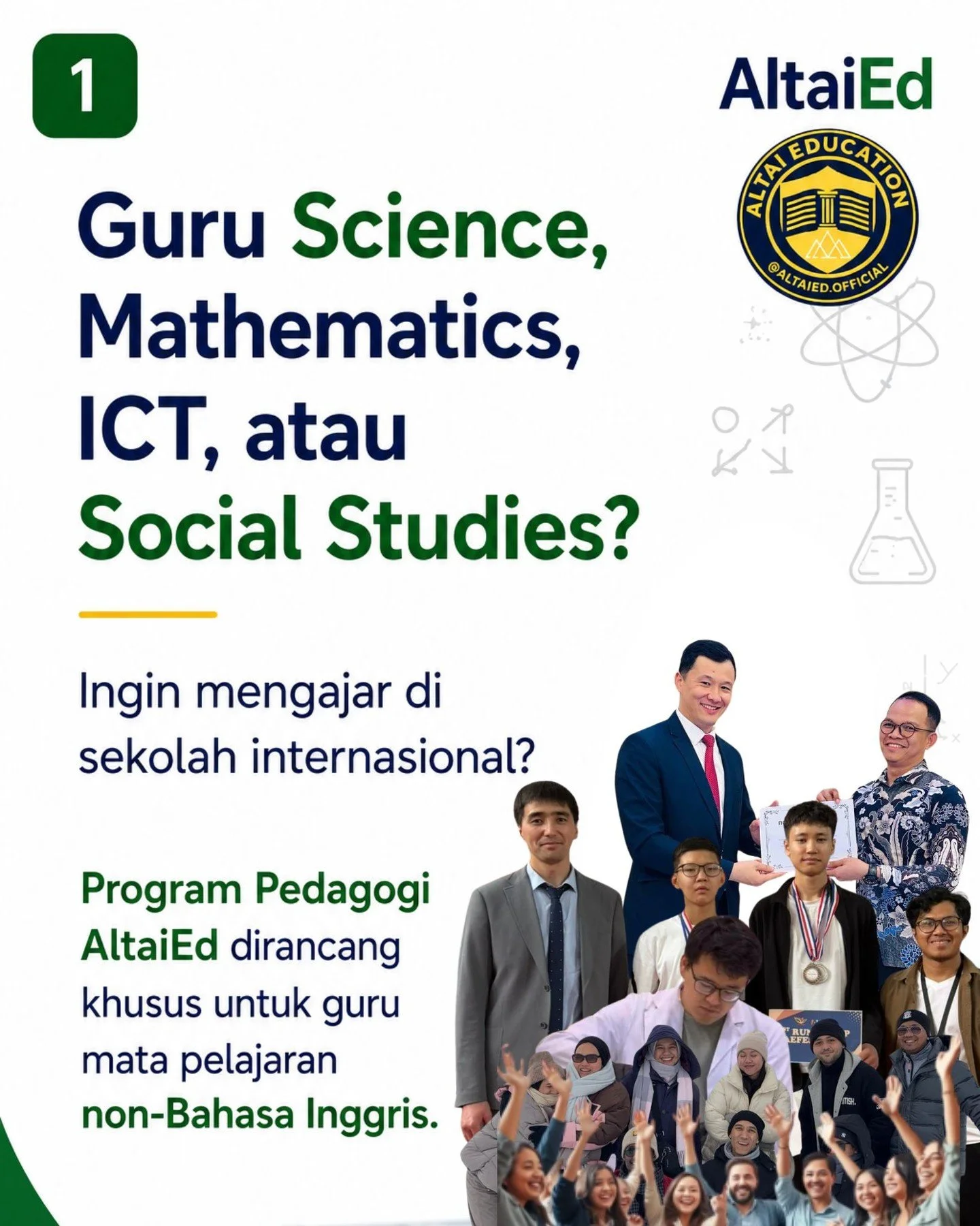 TEFL untuk guru Bahasa Inggris.
Pedagogi AltaiEd untuk guru mata pelajaran non-Bahasa Inggris.

Siapkan dirimu mengajar di sekolah internasional. 

#AltaiEd #Pedagogi #GuruIndonesia #SekolahInternasional #CLIL #InternationalTeacher #MengajarDiLuarNeg