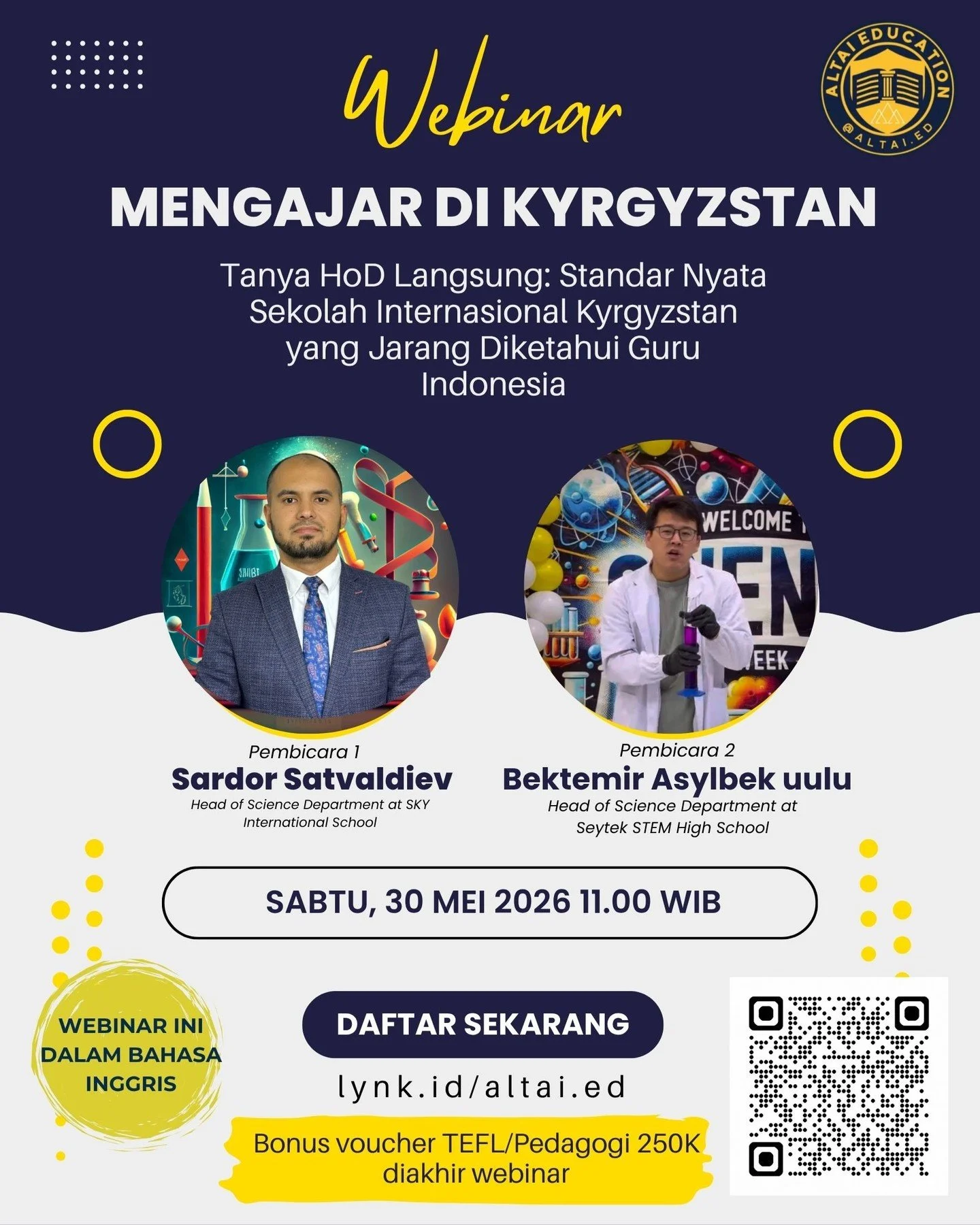 Mau tahu standar nyata sekolah internasional di Kyrgyzstan?

Tanya langsung ke HoD sekolah internasional dan dapat insight yang jarang diketahui guru Indonesia 

Koreksi Pembicara:
🇰🇬 Sardor Satvaldiev - HoD of Social Science
🇰🇬 Bektemir Asylbek 
