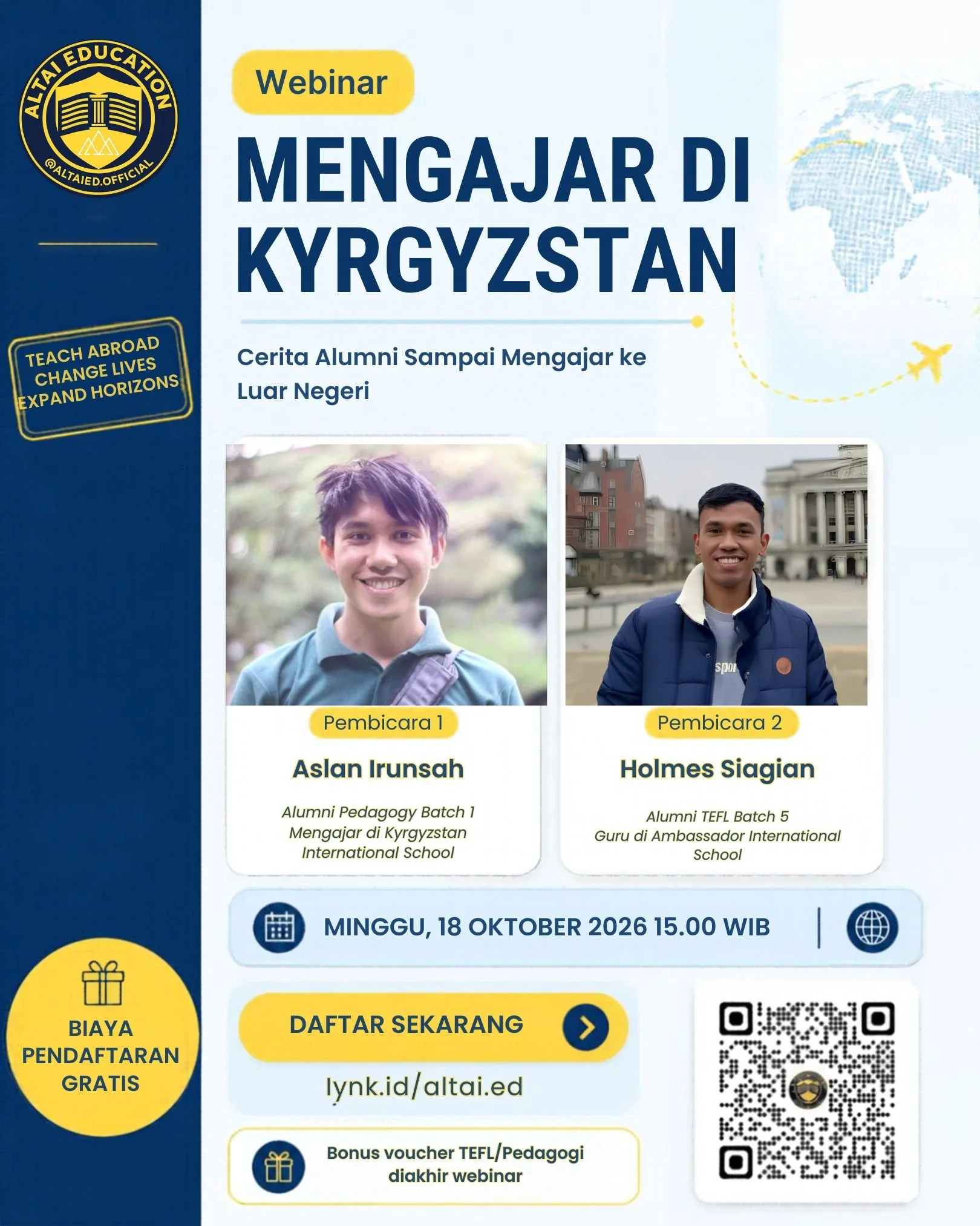 Mengajar di Kyrgyzstan: Cerita Alumni Sampai Mengajar ke Luar Negeri

Pernah membayangkan mengajar di sekolah internasional dan membangun pengalaman karier di luar negeri?

Yuk, dengarkan pengalaman langsung dari para alumni yang telah mengambil lang