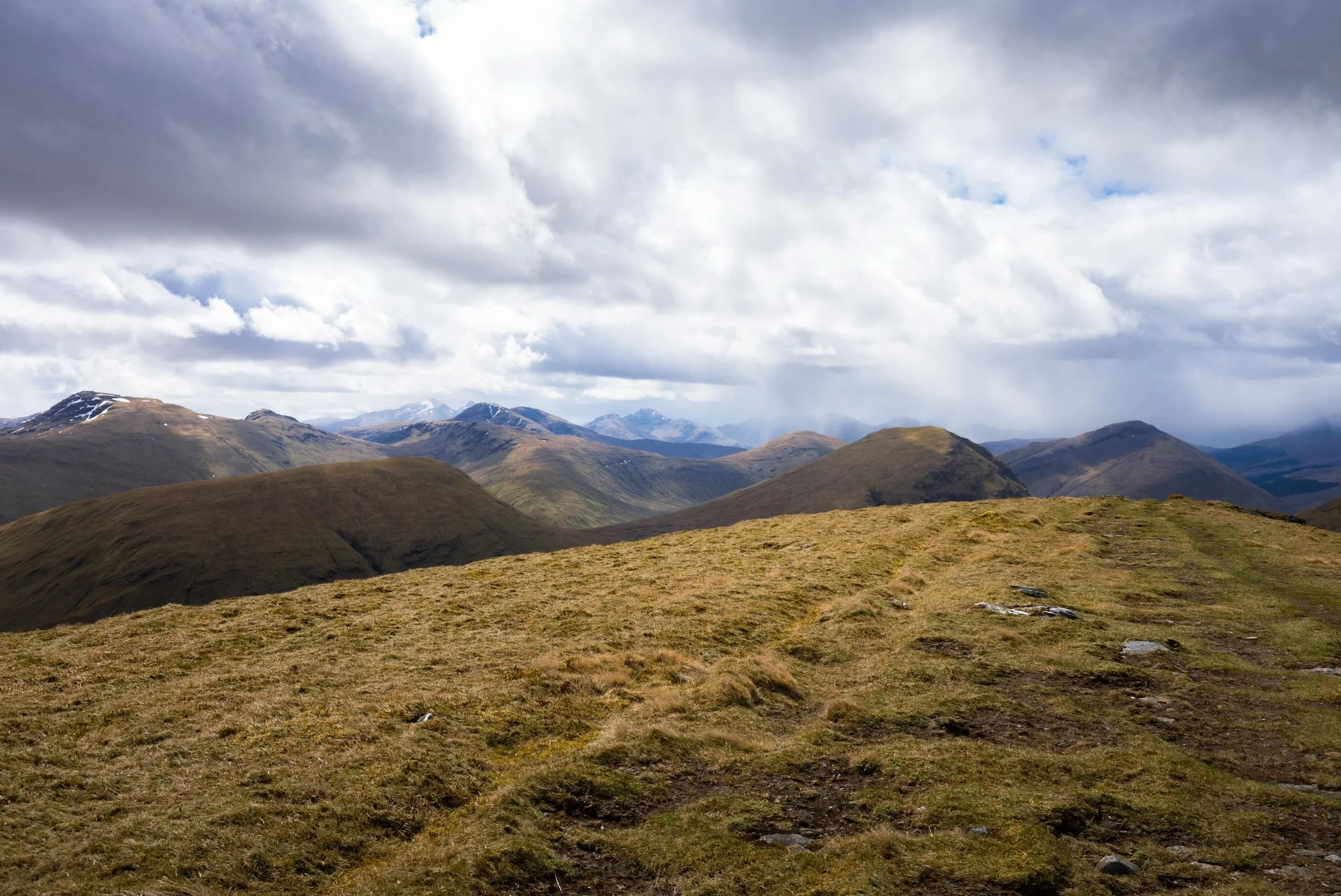 Beinn achaladair and Beinn a&rsquo;chreachain. Third time lucky for us on these munros after having to abandon twice previously, once due to heavy rain, and once due to whiteout conditions as we approached a narrow ridge guarded by cornices. 
This ti