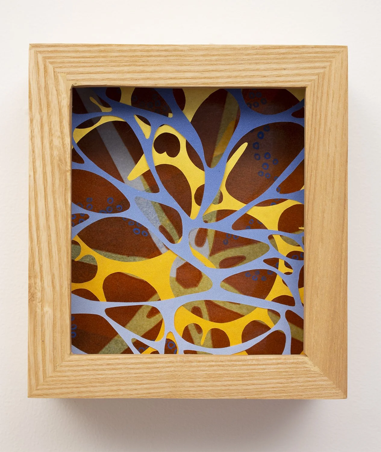 Precipitate, monotype, cut paper, gouache, 6.25” x 5.75” x 2.5”