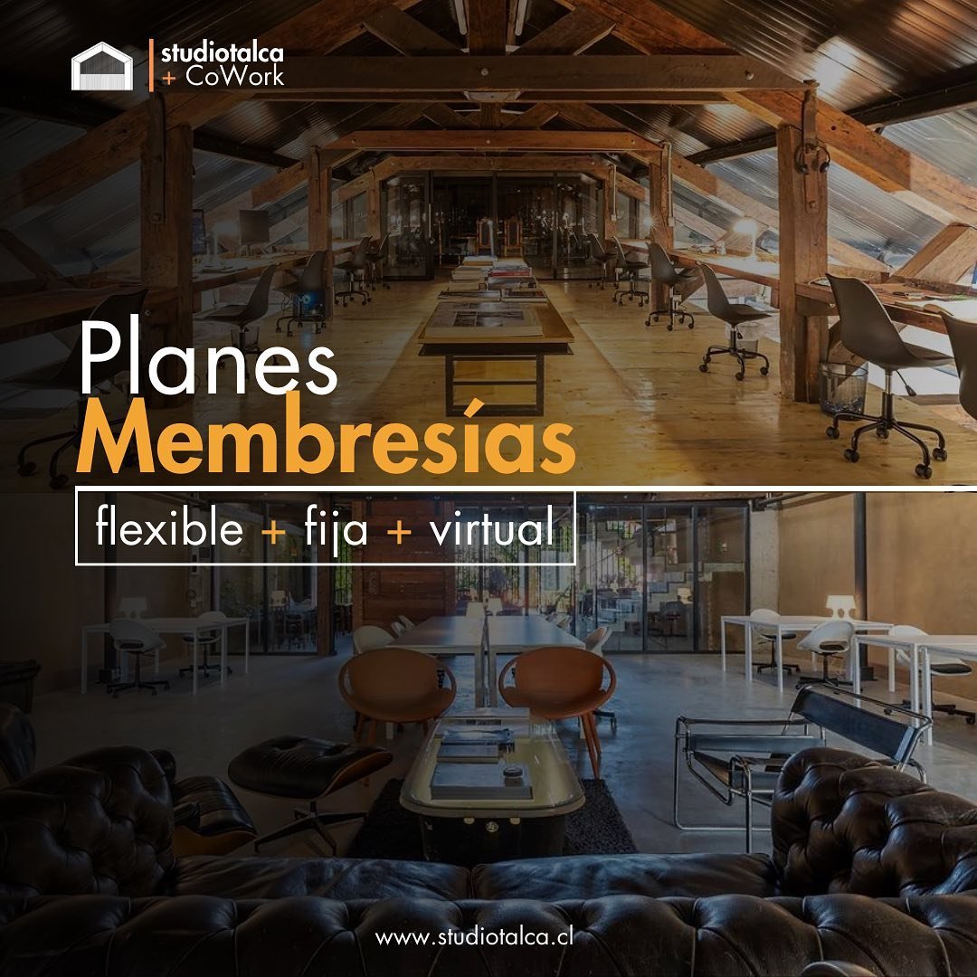 &iexcl;Descubre la libertad de trabajar a tu propio ritmo con nuestros planes flexibles en studiotalca CoWork! 

🔸 Plan Mensual: Membres&iacute;a Flexible
Escritorio amoblado y uso flexible seg&uacute;n tus necesidades.
Desde $53.900 al mes: 3 medio